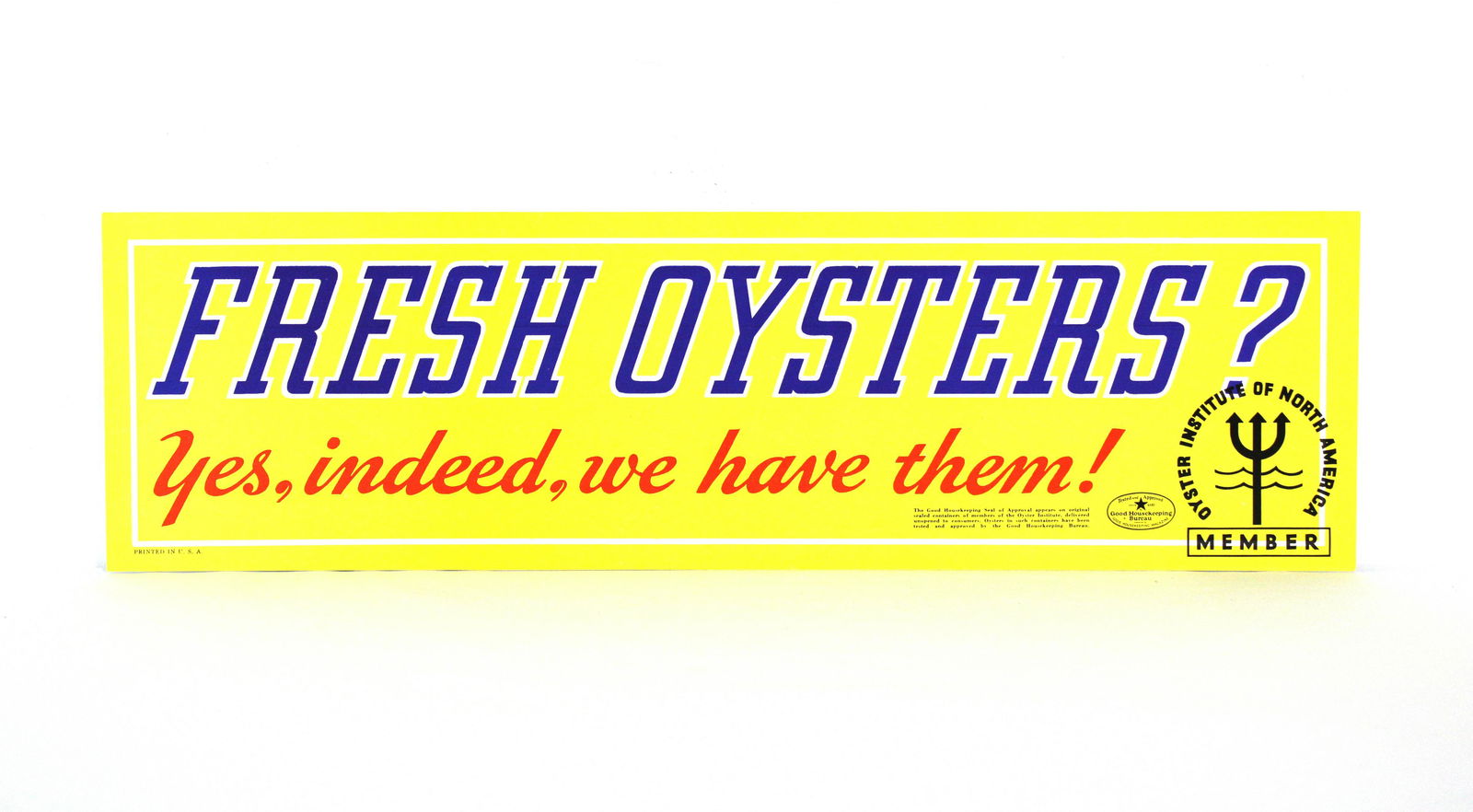 Fresh Oysters Sign, Yellow Version (1 of 1)