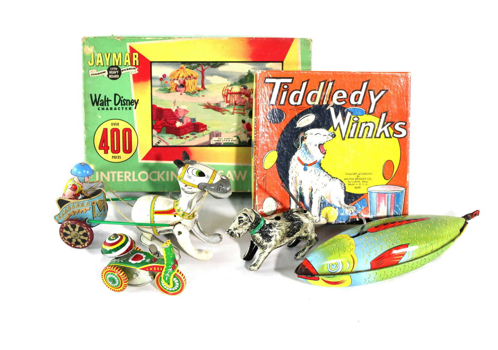 Vintage Board Games and Tin Toys including Ori-o Dog (1 of 1)