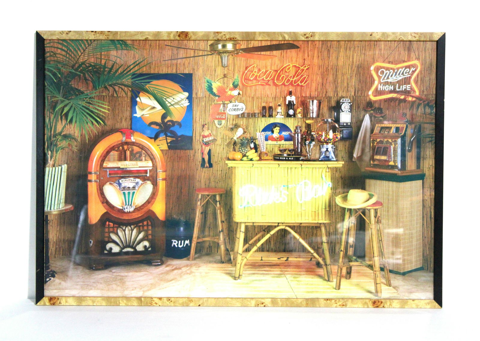 Tropical Bar Poster Feat. Wurlitzer 750 Jukebox, Framed (1 of 1)