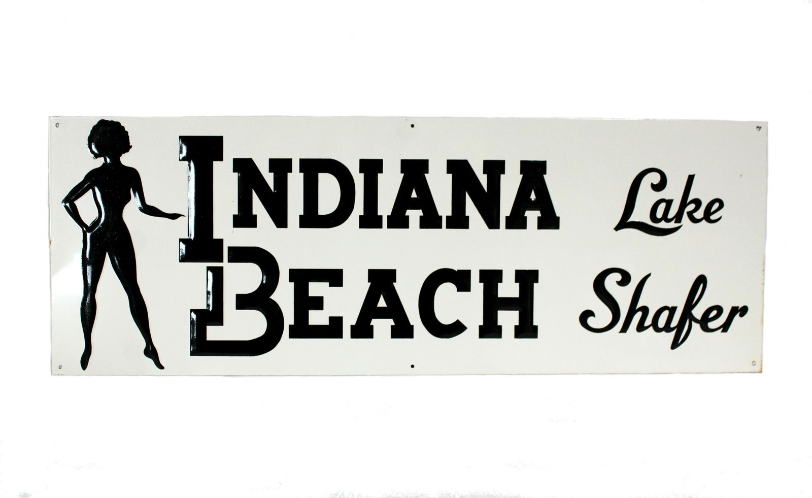 NOS Embossed Indiana Beach Lake Shafer Silhouette Sign (1 of 2)