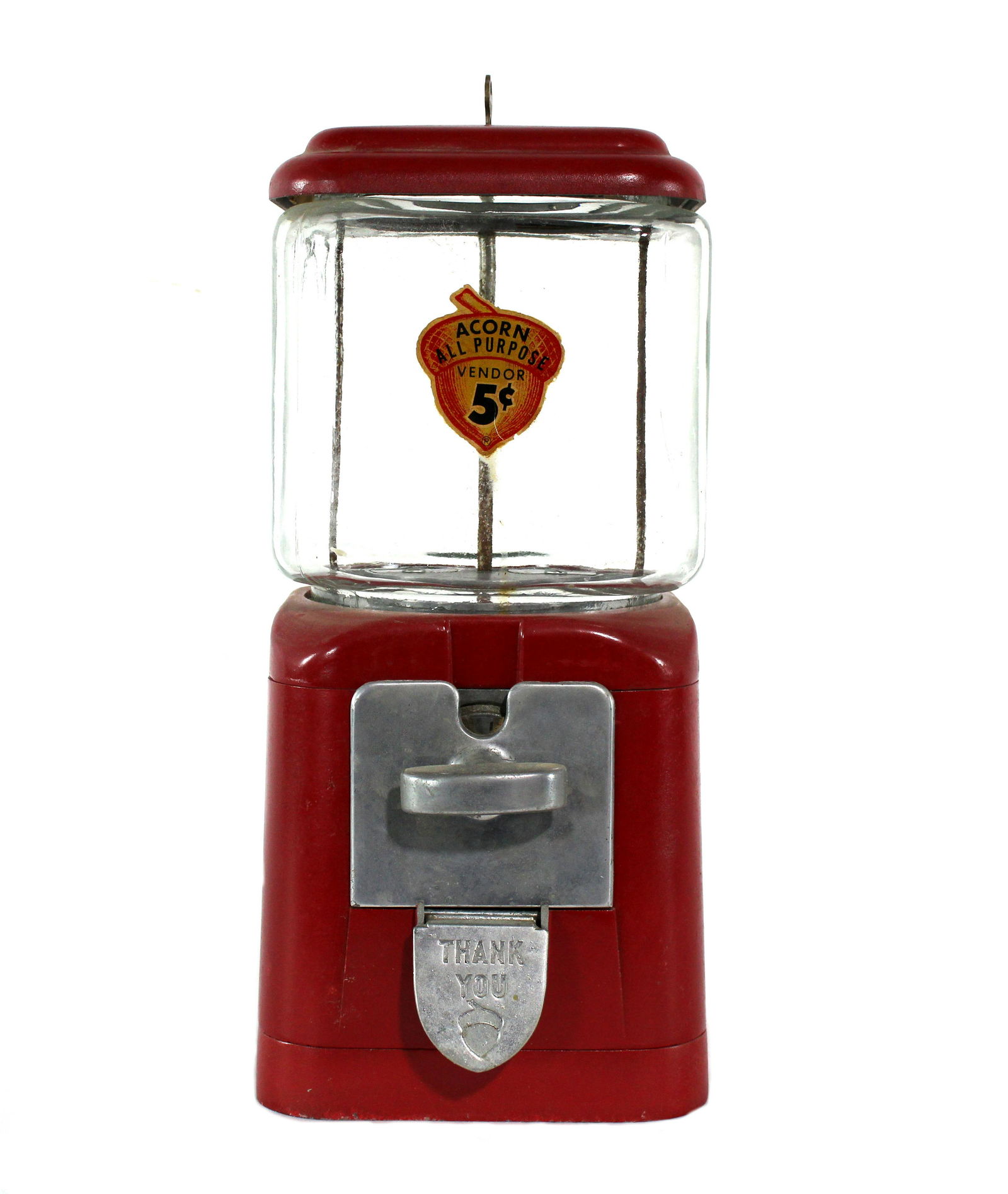 Oak Mfg. Red Coin Op Gumball Vendor (1 of 4)