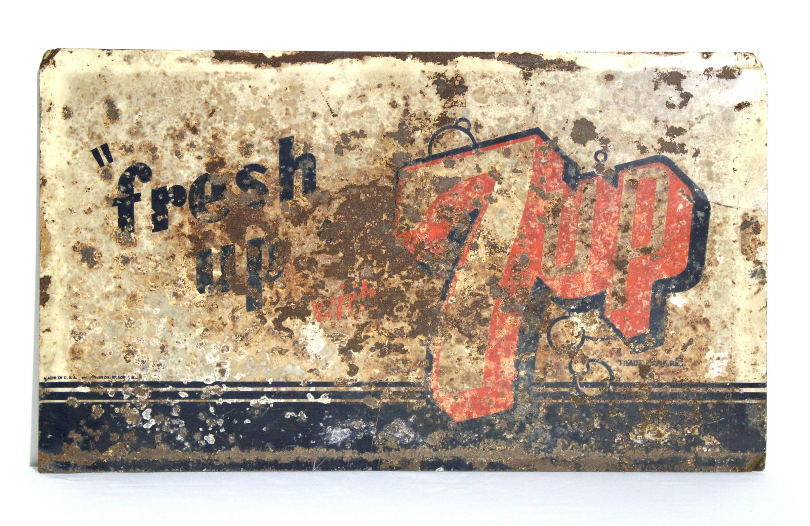 "Fresh Up" 7-Up Tin Advertising Sign (1 of 3)