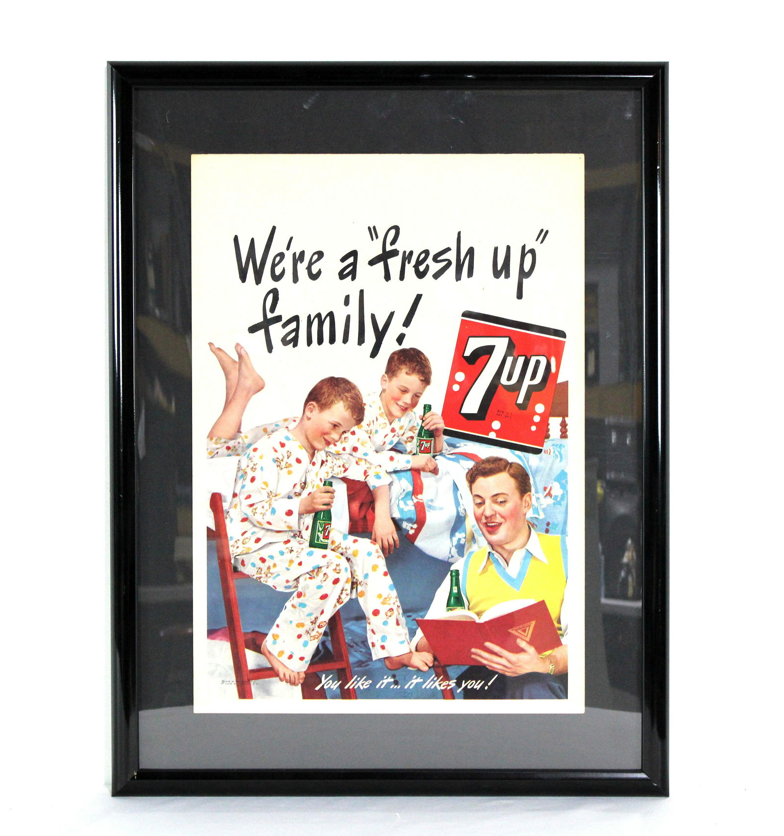 7-Up "We're a Fresh Up Family" Framed Advertisement, 1940s (1 of 2)