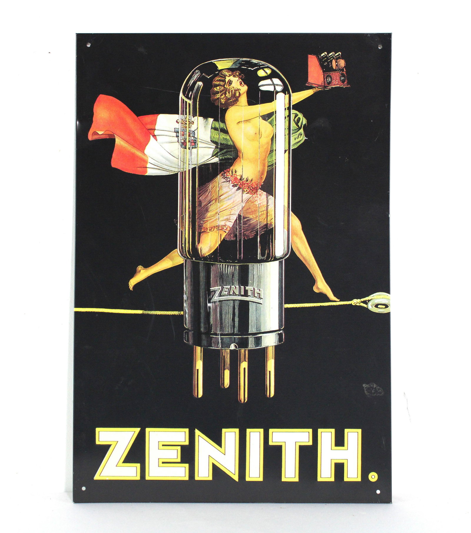 Zenith Tac Sign, Repro: Zenith Tac Sign, Repro. Made in England, 1990's. In-house shipping available. Dimensions: 16.5 x 11