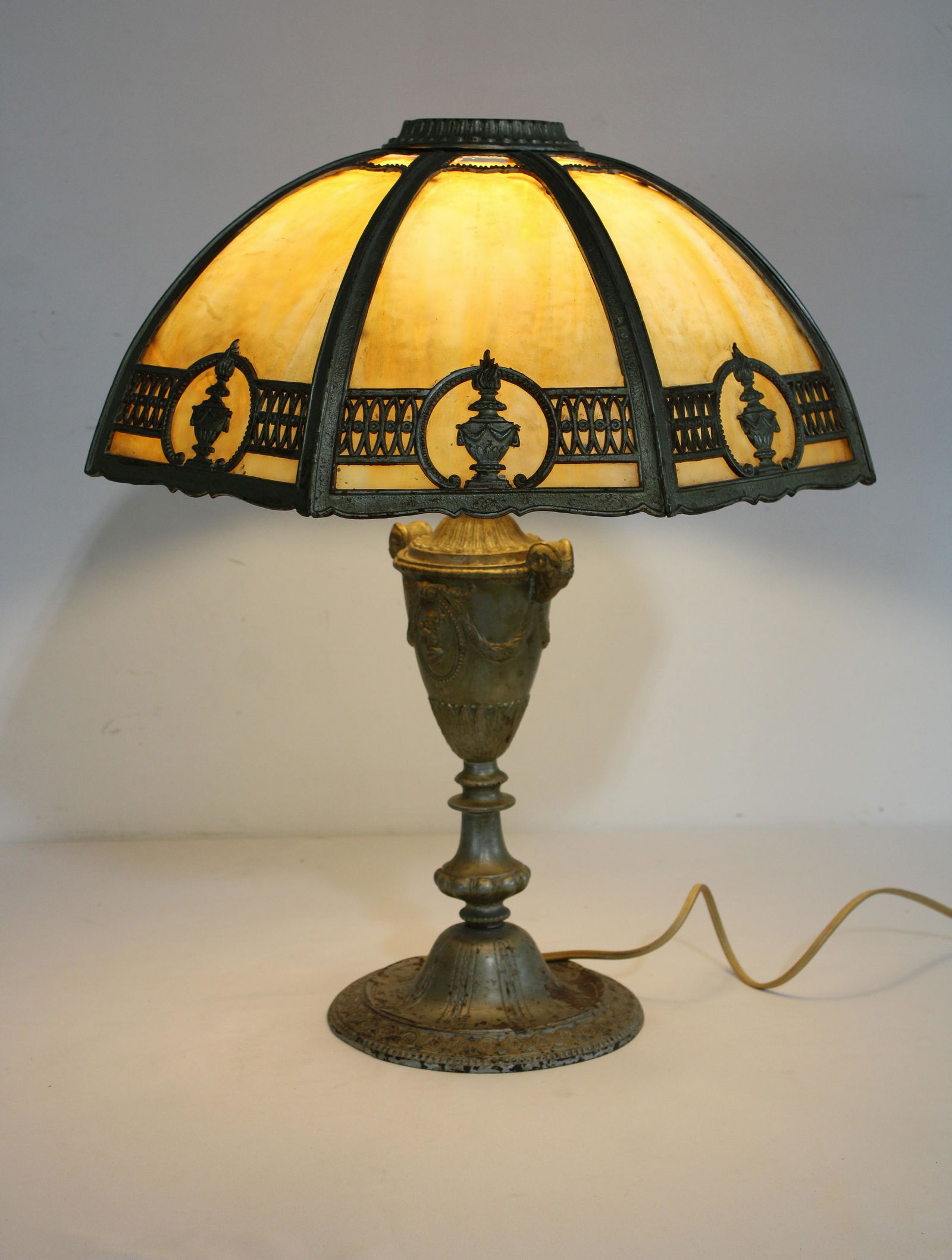 Antique Slag Glass Table Lamp (1 of 3)