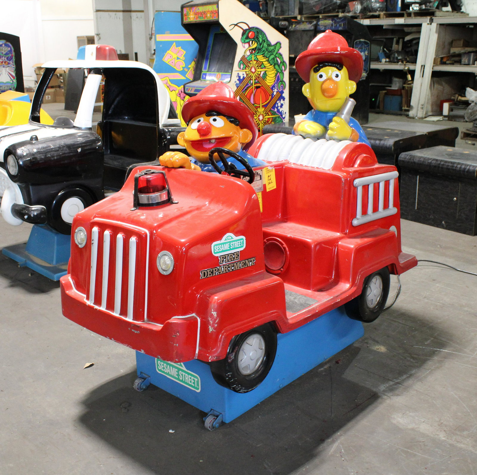 Bert & Ernie Sesame Street Licensed Coin Op Kiddie Ride: Bert & Ernie Sesame Street Licensed Coin Op Kiddie Ride. As found for parts or restoration.