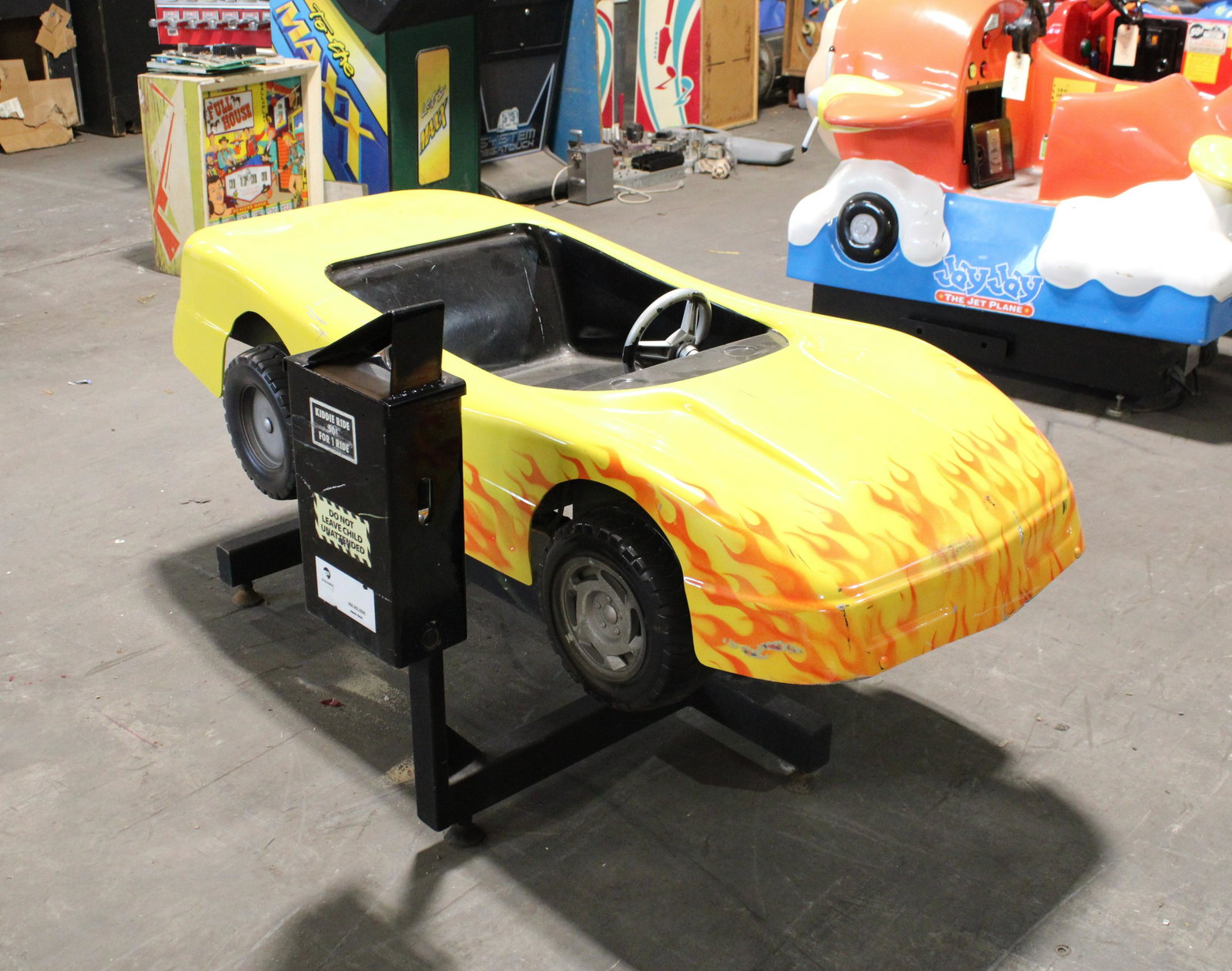 Yellow Camaro Car Coin Operated Kiddie Ride: Yellow Camaro Car Coin Operated Kiddie Ride. As found for parts or restoration.