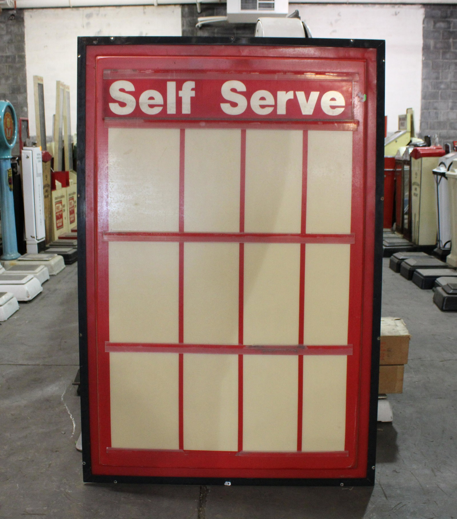 5FT Self Serve Gas Station Sign: 5FT Self Serve Gas Station Sign. Pricing sign from old service station.