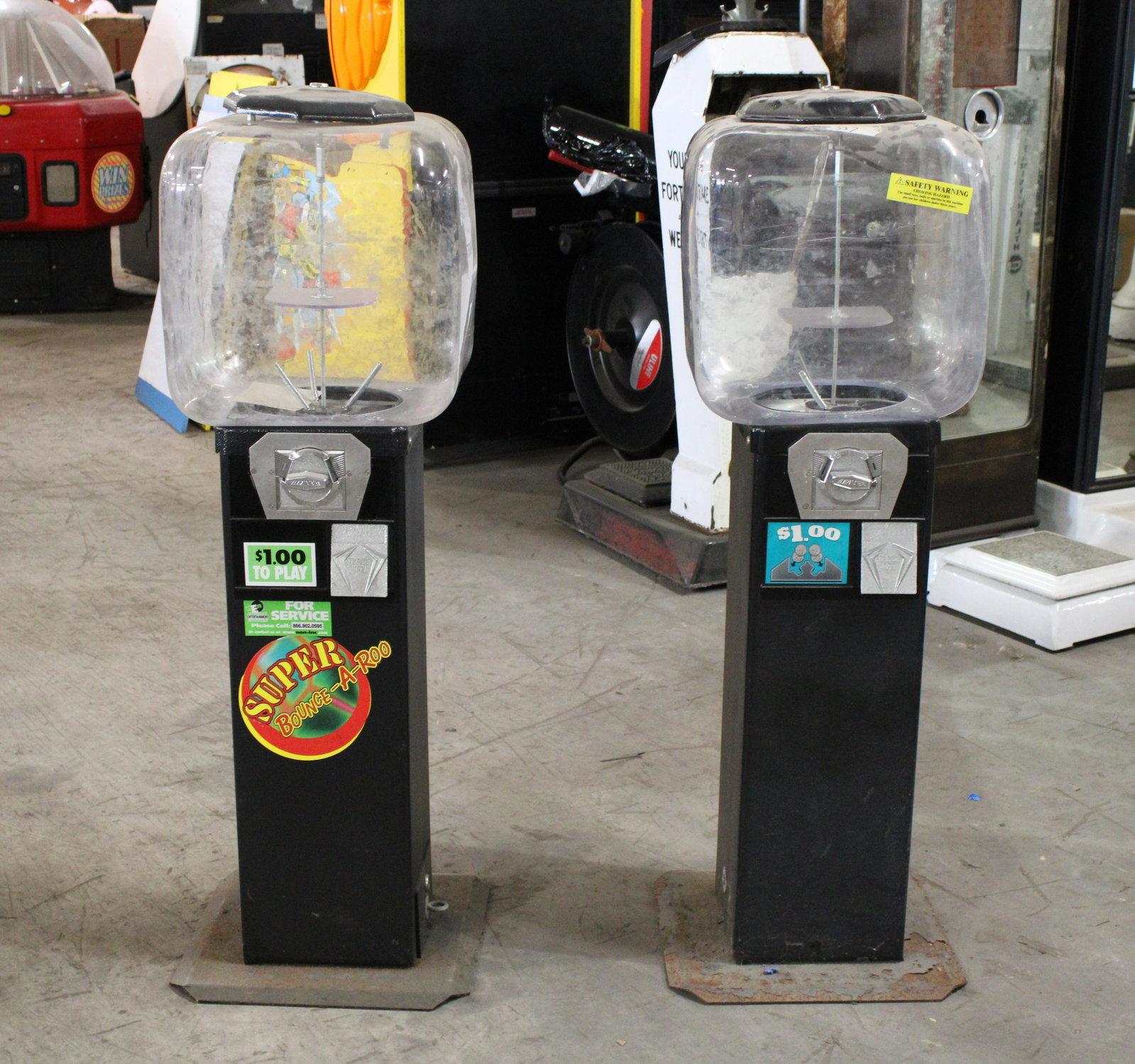 Gum/ Bouncy Ball Coin Operated Vending Machines: Gum/ Bouncy Ball Coin Operated Vending Machines. As found.