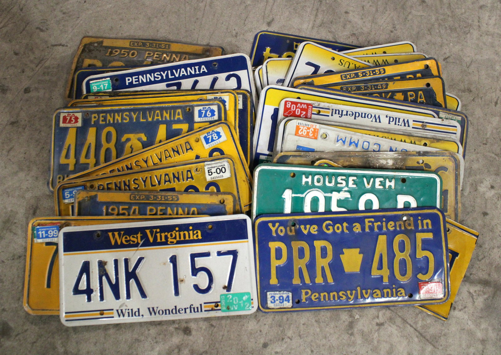Vintage License Plates: Vintage License Plates from Pennsylvania and West Virginia.