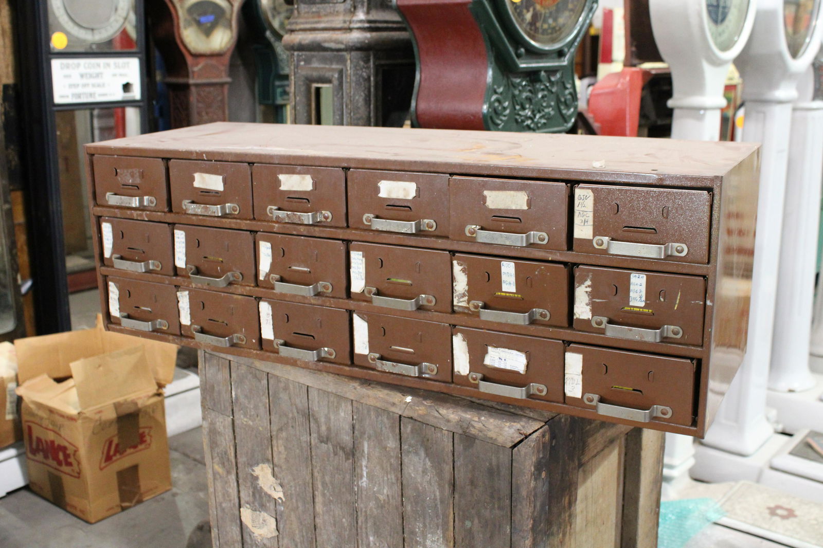 Industrial Metal Cabinet With Drawers and Parts (1 of 2)
