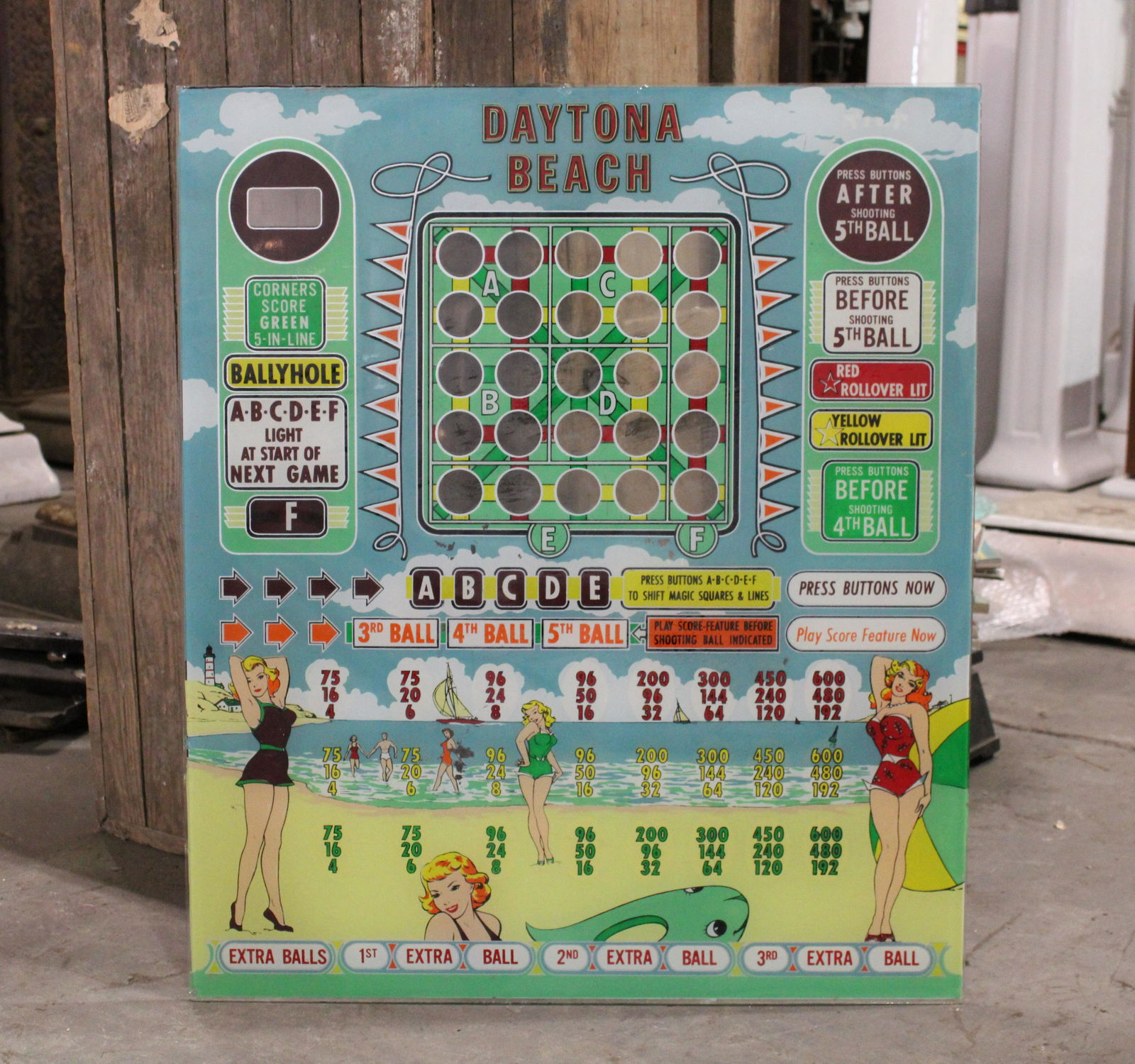 Bally Bingo Pinball Daytona Beach Backglass (1 of 1)