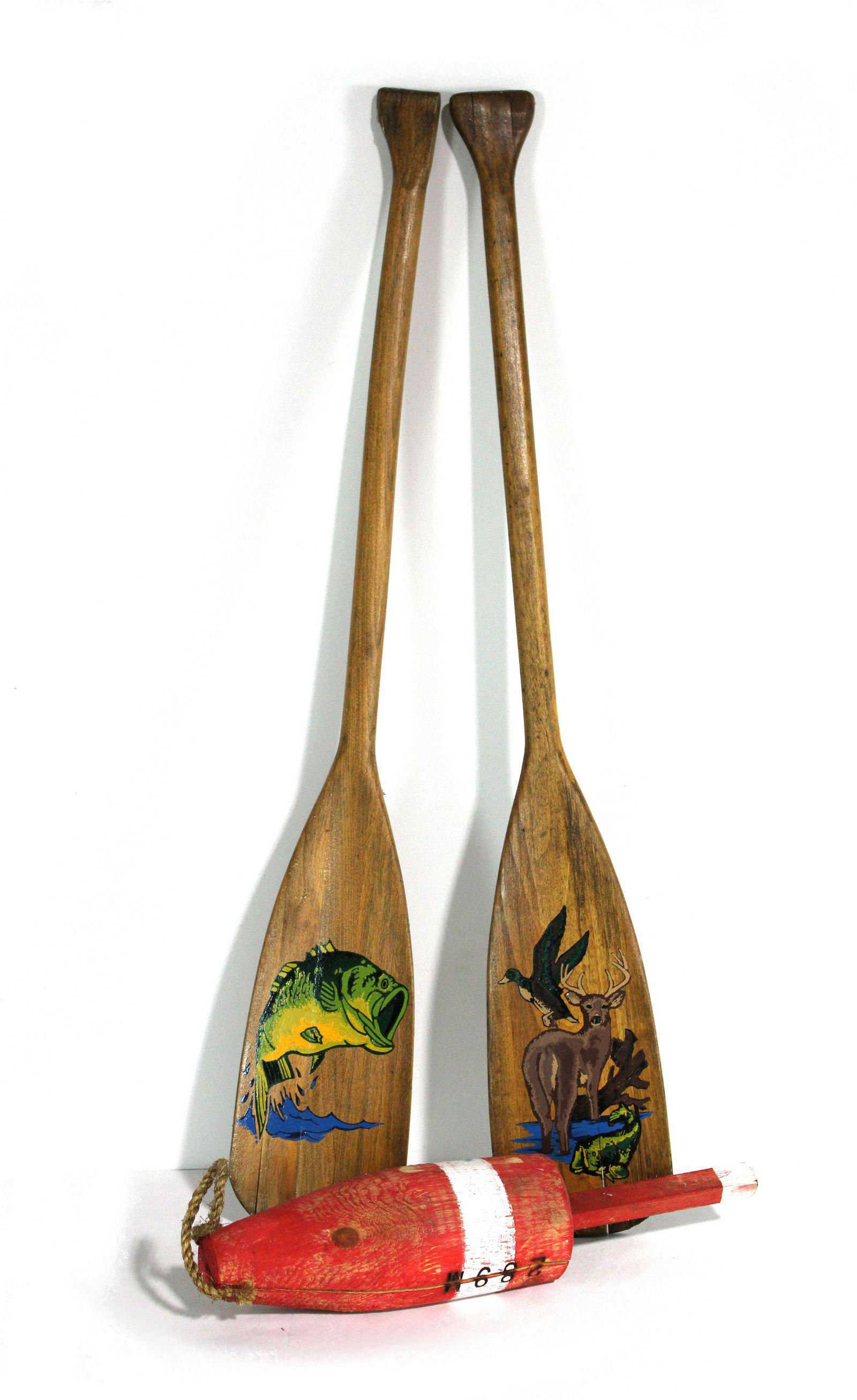 Handpainted Wooden Oars and Buoy (1 of 3)