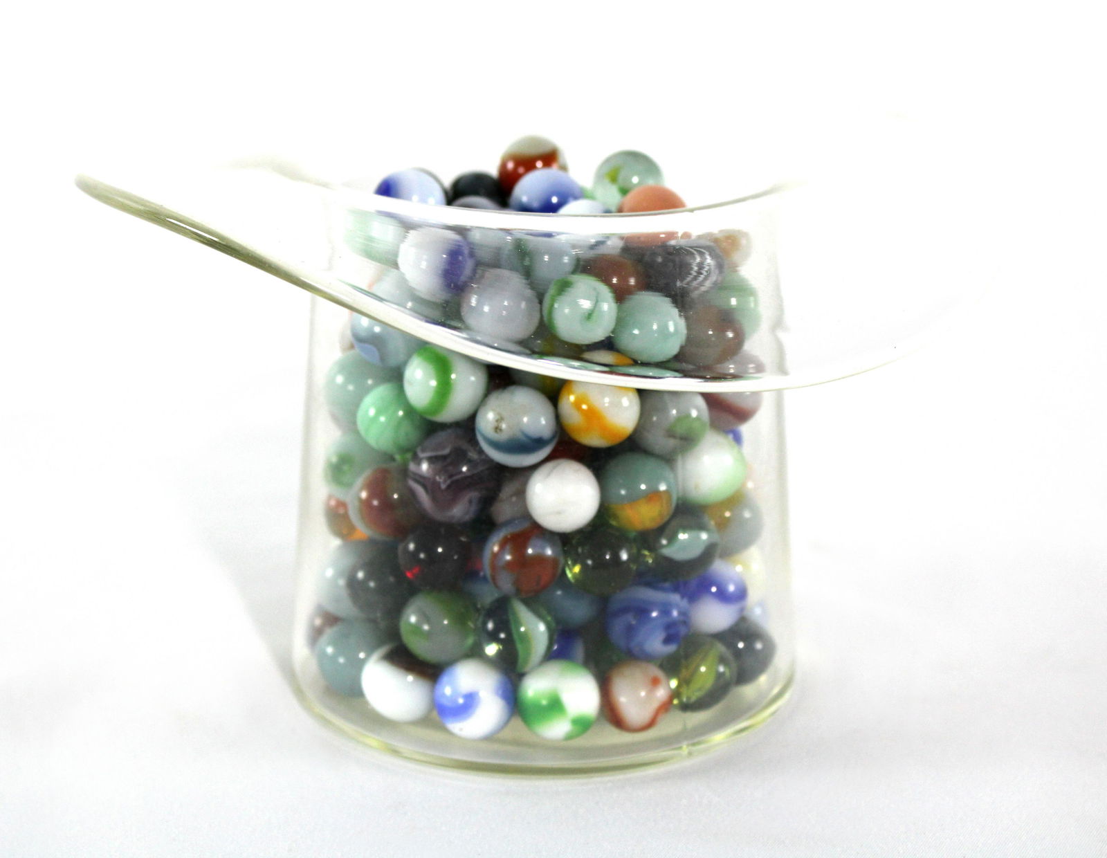 Glass Hat Filled with Vintage Marbles (1 of 2)