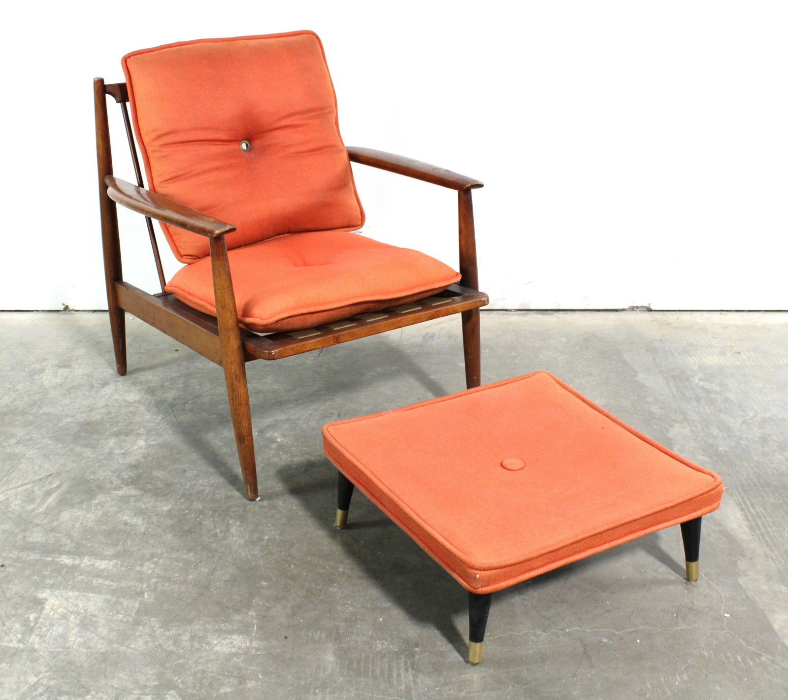Mid Century Modern Wooden Chair with Ottoman (1 of 6)