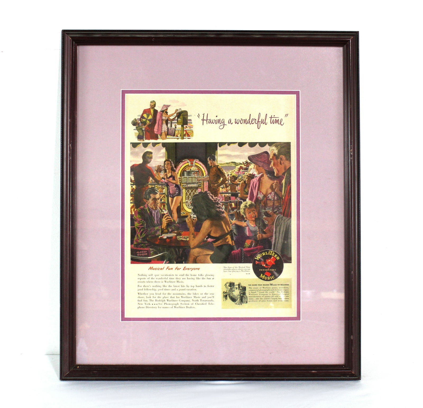 Wurlitzer Music Framed Advertisement for Model 1015 Jukebox (1 of 2)