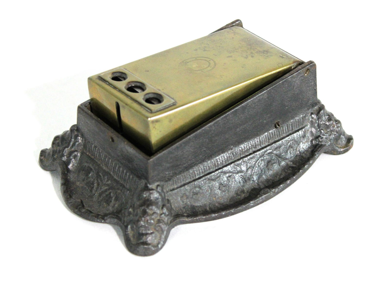 Cast Iron and Brass Plated Cigar Cutter: Cast Iron and Brass Plated Cigar Cutter. In-house shipping available. Dimensions: 2.5 x 4 x 7