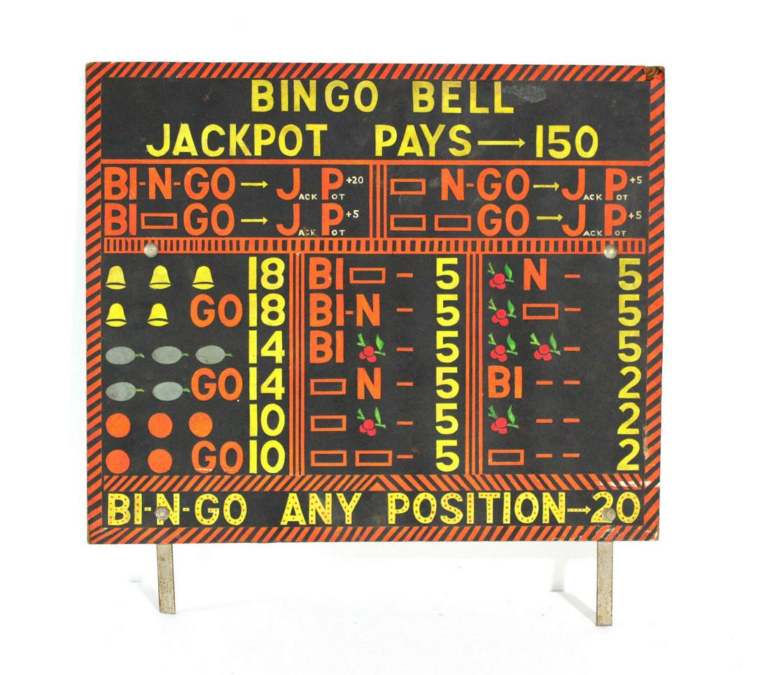 Bingo Bell Masonite Amusement Top Sign: Bingo Bell Masonite Amusement Top Sign. In-house shipping available. Dimension of Sign: 15 x 18