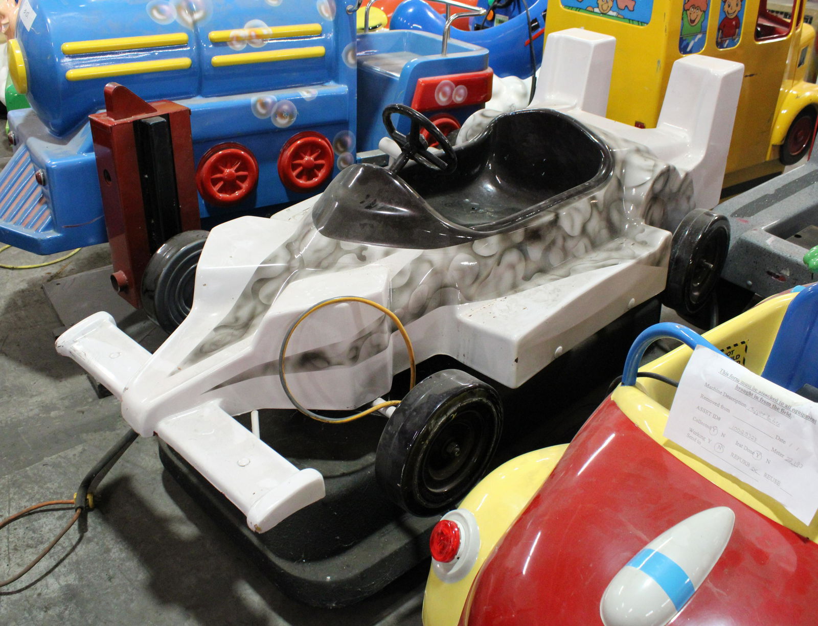 Race Car Coin Op Kiddie Ride: Race Car Coin Op Kiddie Ride. As found, untested.