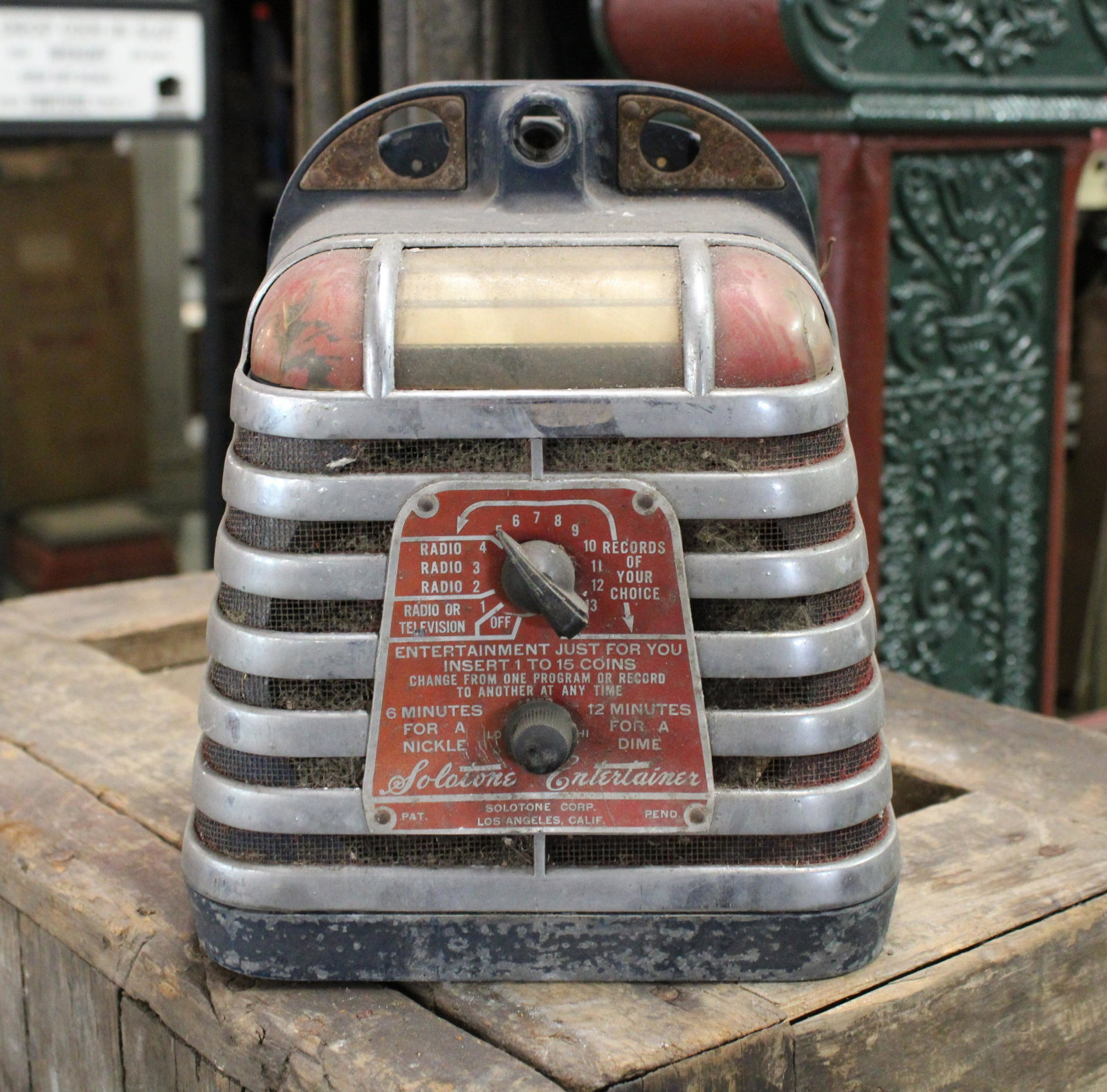 Solotone Entertainer Jukebox Wallbox: Solotone Entertainer Jukebox Wallbox. As found for parts or restoration.