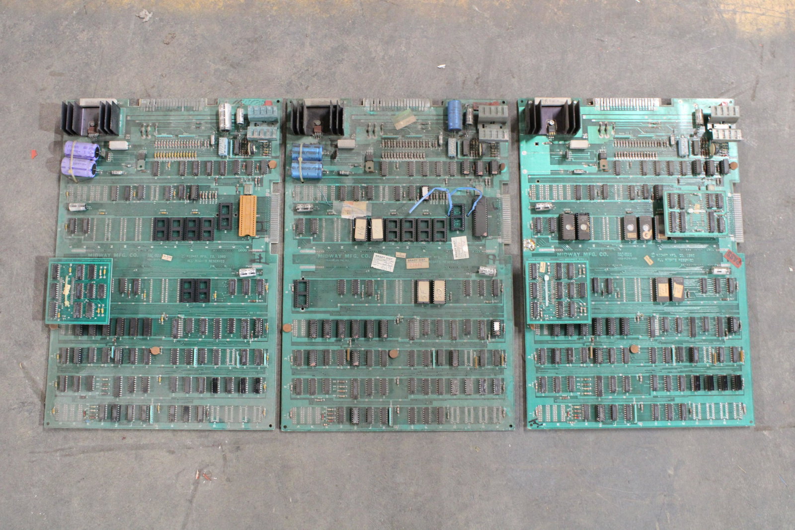 Three Pac-Man Arcade Boards: Three Pac-Man Arcade Boards. As found for parts or restoration.