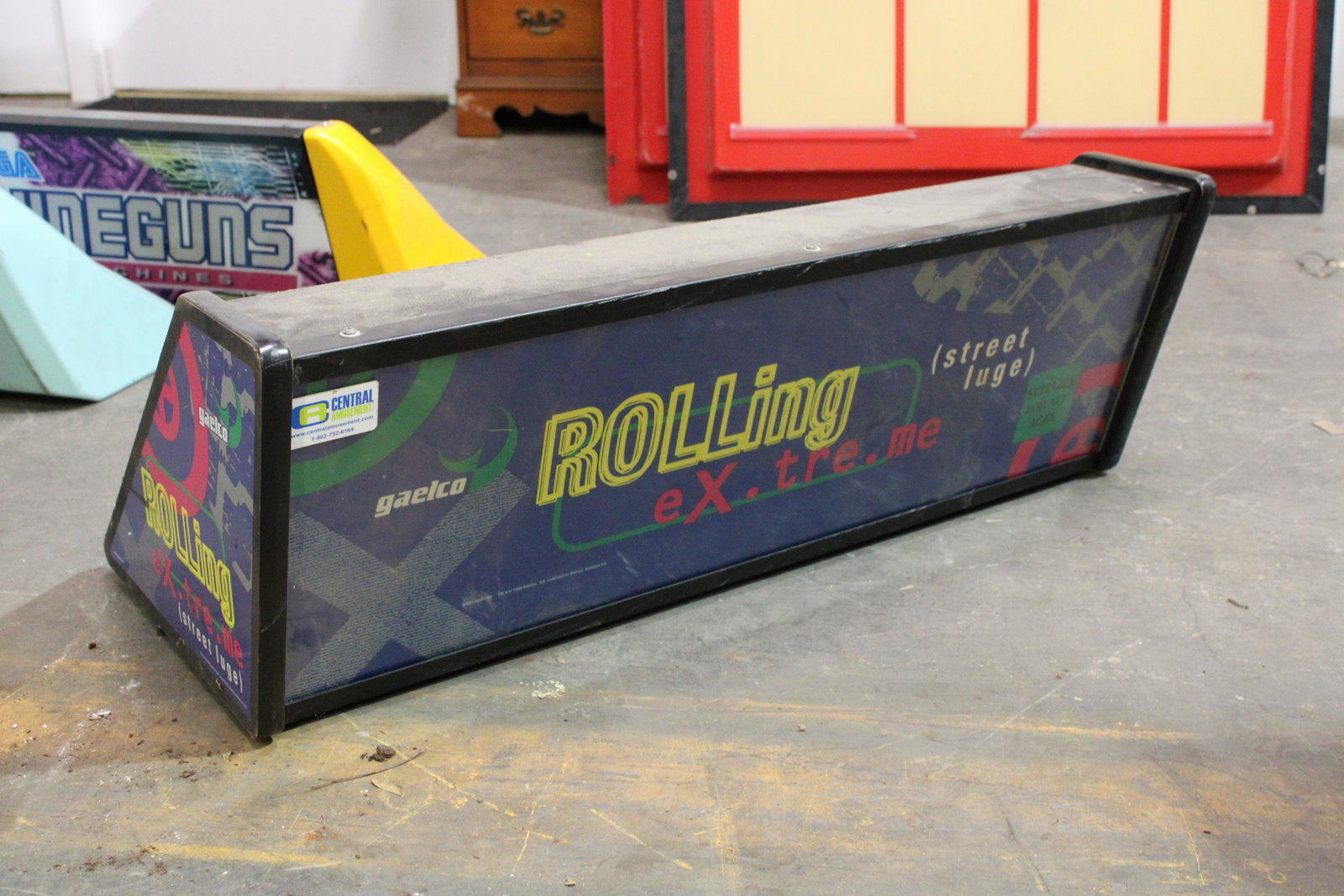 Gaelco Rolling Extreme Arcade Header: Gaelco Rolling Extreme Arcade Header. As found.