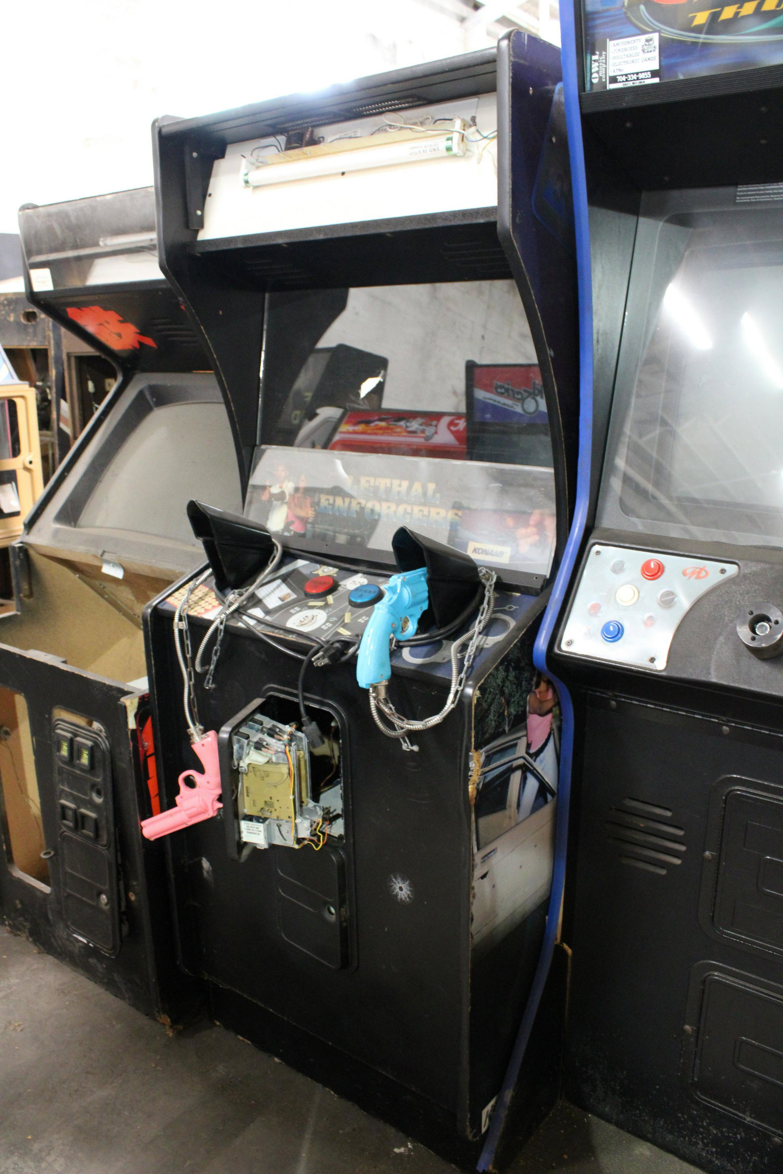 Konami Lethal Enforcers Arcade Game: Konami Lethal Enforcers Arcade Game. Has board and monitor. As found.
