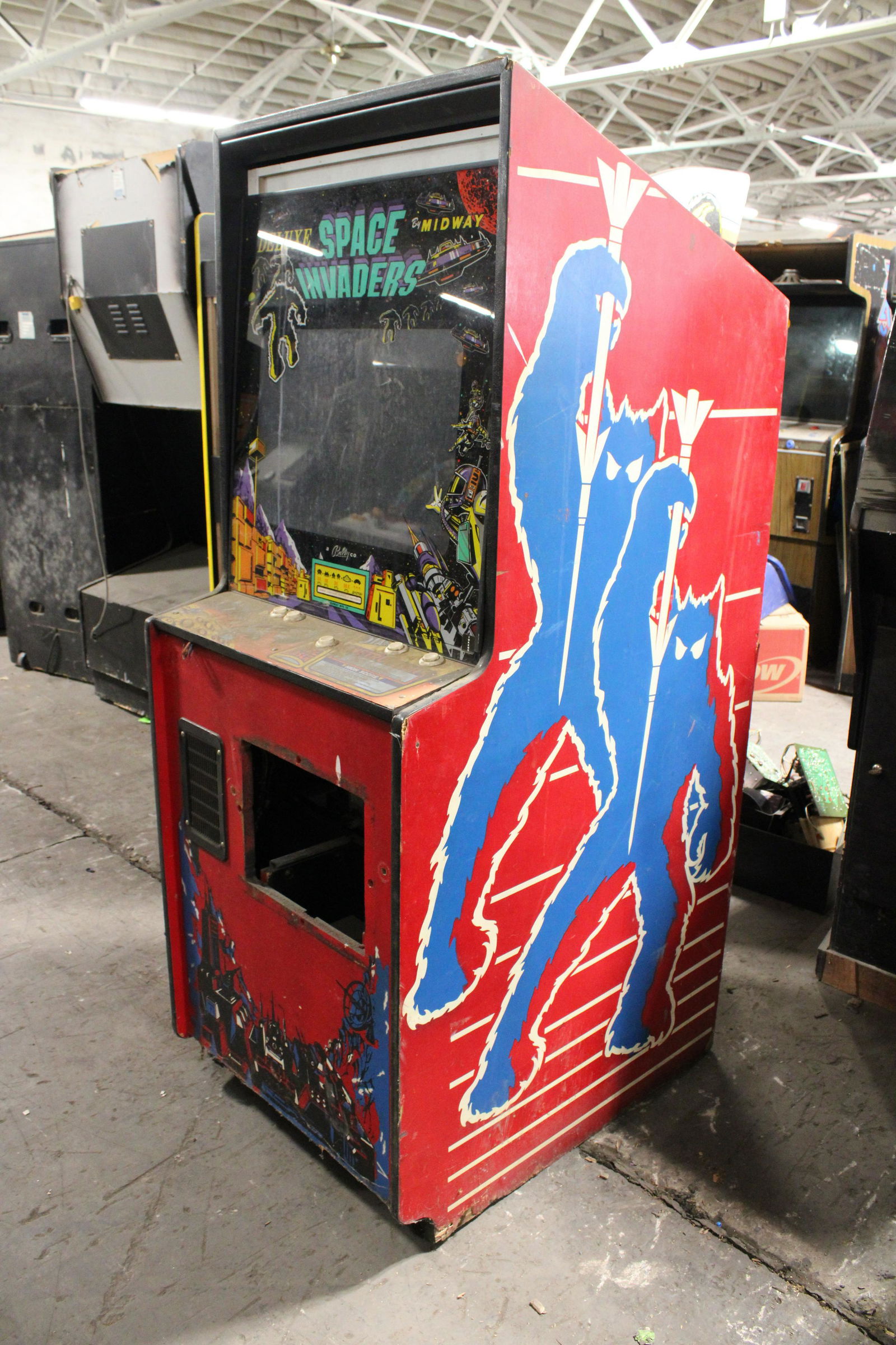Midway Space Invaders Cabinet with Monitor: Midway Space Invaders Cabinet with Monitor. As found.