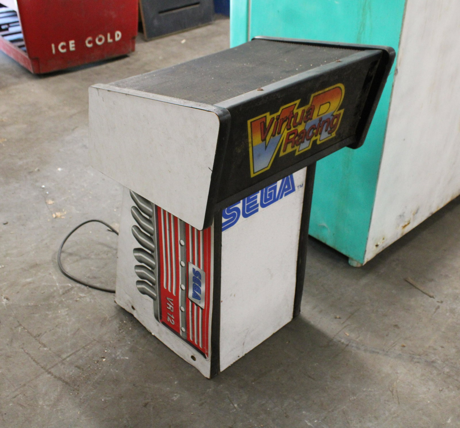 Sega Virtua Racing Arcade Seat: Sega Virtua Racing Arcade Seat. Original seat for upright Virtua Racing. As found.