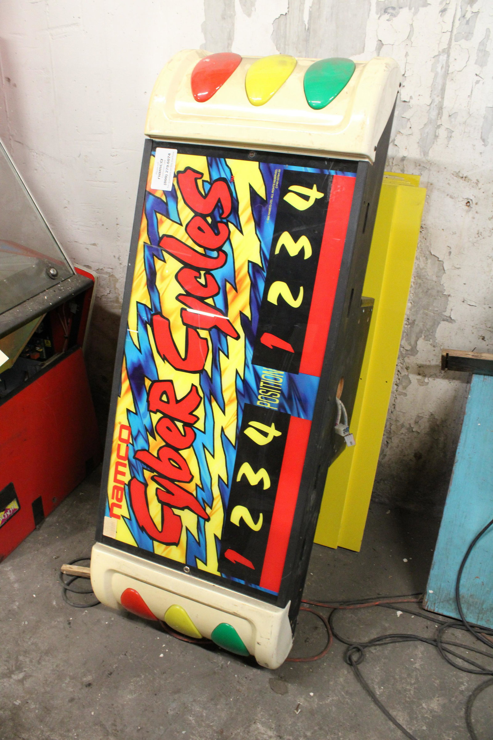 Namco Cyber Cycles Arcade Game Header: Namco Cyber Cycles Arcade Game Header. As found.