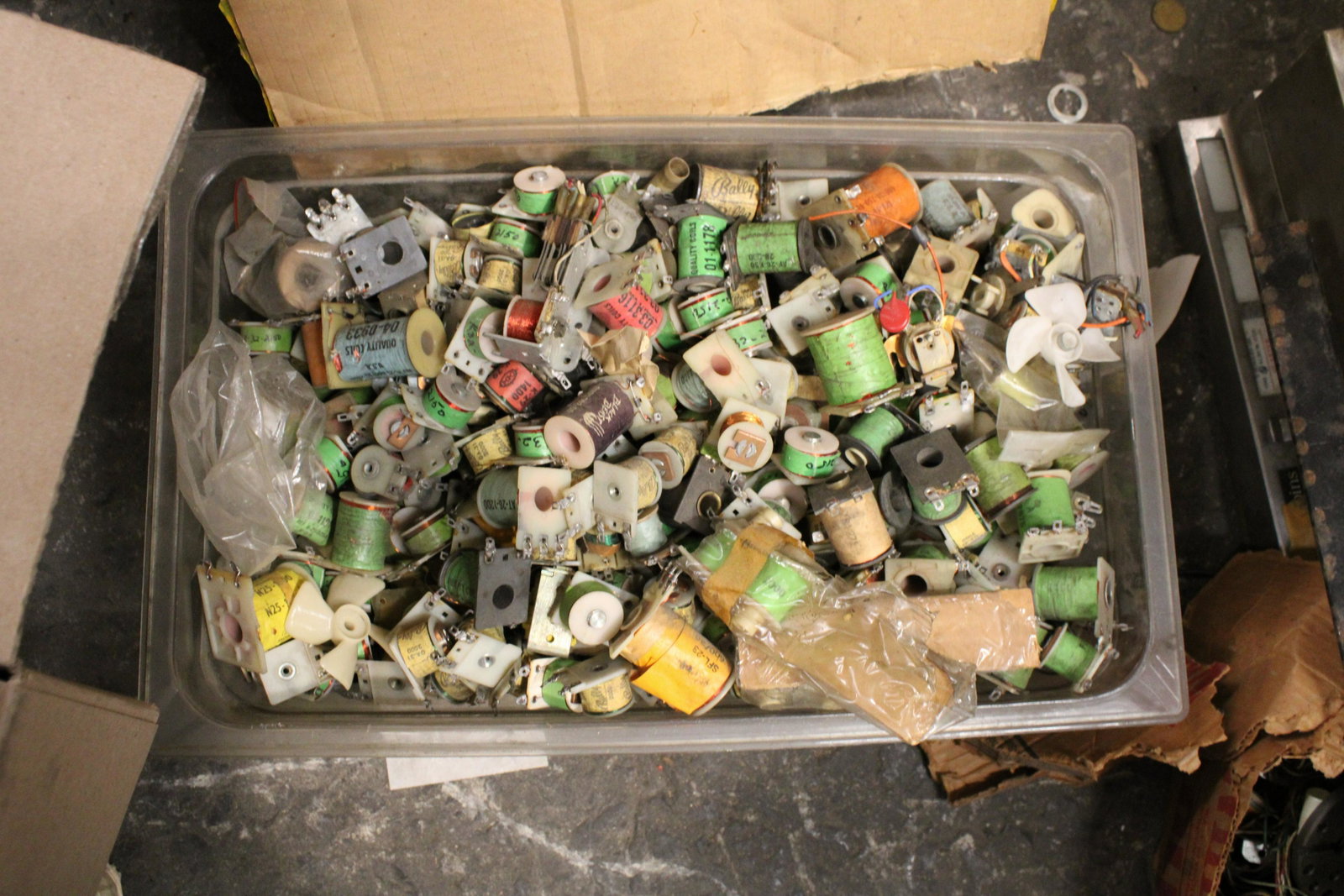 Large Lot of Pinball Machine Coils: Large Lot of Pinball Machine Coils. From old operators warehouse.