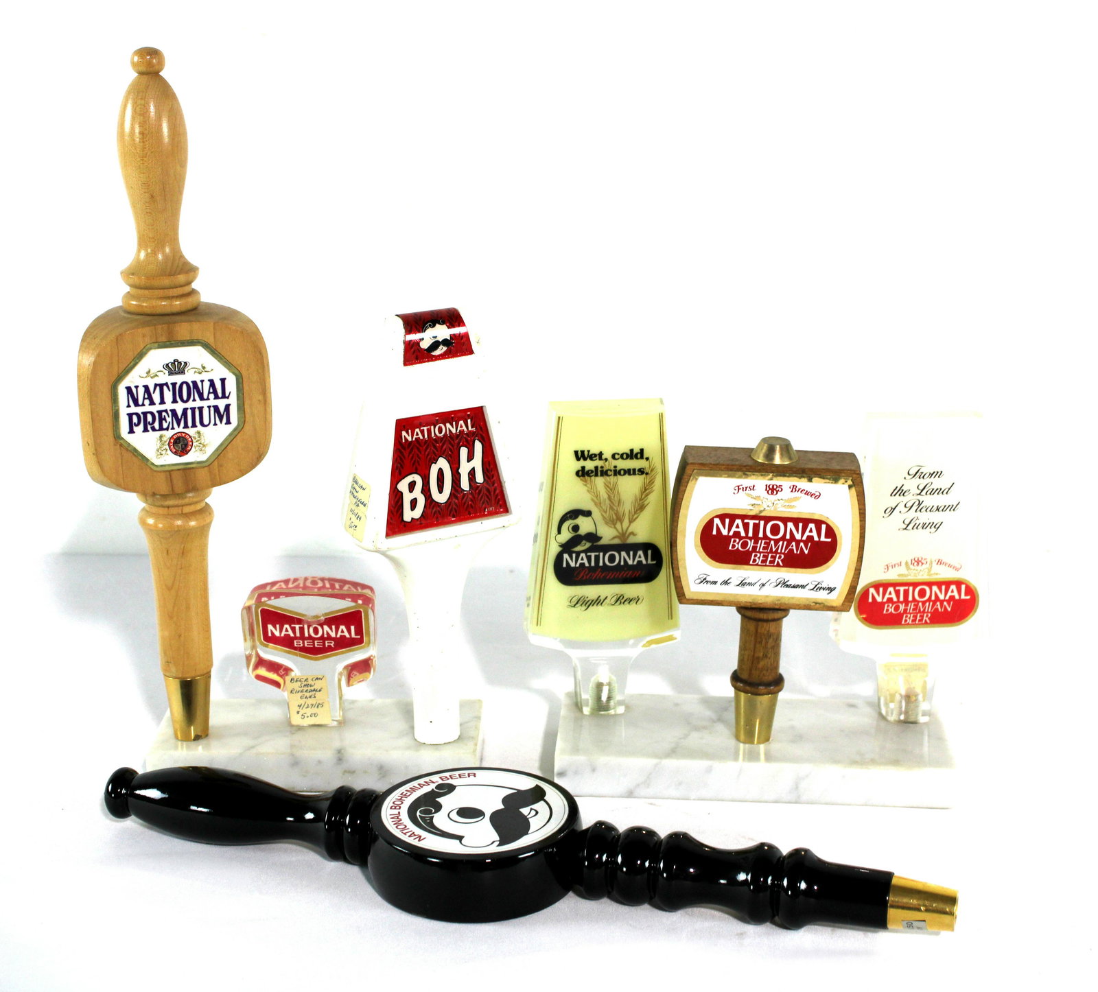 National Bohemian, Natty Boh Beer Taps: National Bohemian, Natty Boh Beer Taps. Dimensions of one set: 13 x 7 x 3. *Shipping now available via Live Shipping through Live Auctioneers. Please see terms for more details.