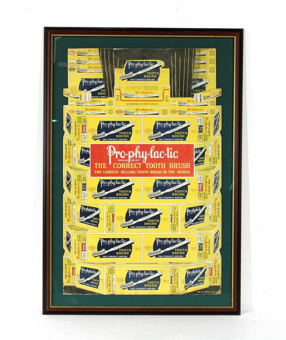 Prophylactic Die Cut Toothbrush Advertisement, Framed: Prophylactic Die Cut Toothbrush Advertisement, Framed. Dimensions: 35 x 24 x 1. *Shipping now available via Live Shipping through Live Auctioneers. Please see terms for more details.