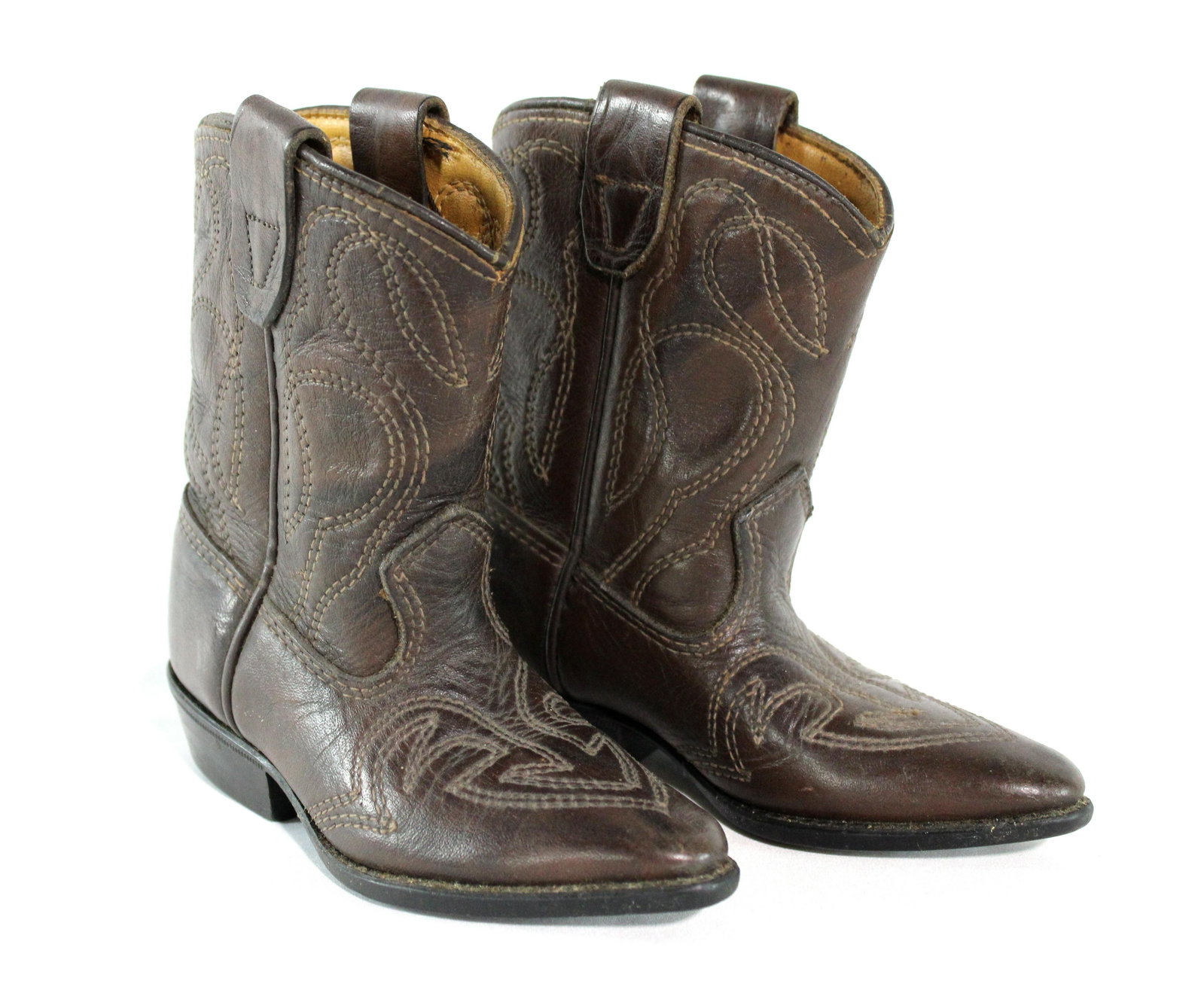 Leather Child's Vintage Cowboy Boots, NOS: Leather Child's Vintage Cowboy Boots, New Old Stock. Dimensions Together: 7 x 5 x 7. *Shipping now available via Live Shipping through Live Auctioneers. Please see terms for more details.