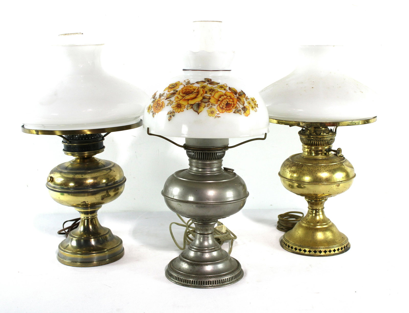 Antique Converted Oil Lamps: Antique Converted Oil Lamps. Dimensions of One: 20 x 10 x 10. *Shipping now available via Live Shipping through Live Auctioneers. Please see terms for more details.