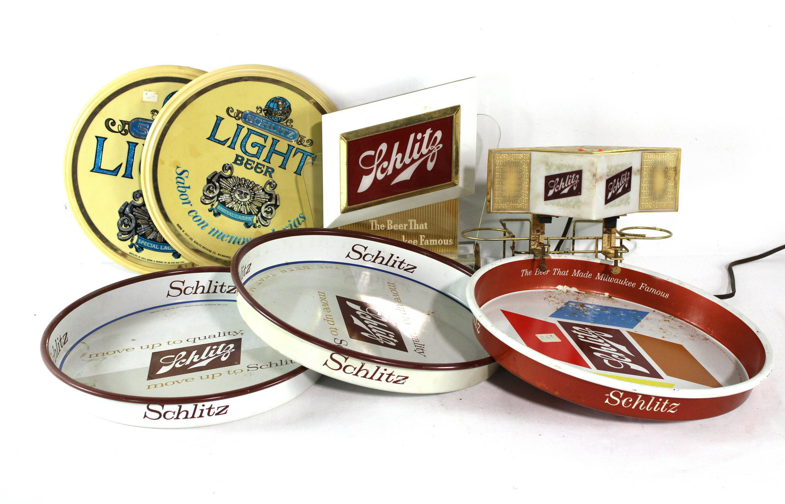 Schlitz Beer Light Up Register Sign, Napkin Holder and Trays: Schlitz Beer Light Up Register Sign, Napkin Holder and Trays. Dimensions of One: 13 x 13 x 1. *Shipping now available via Live Shipping through Live Auctioneers. Please see terms for more details.