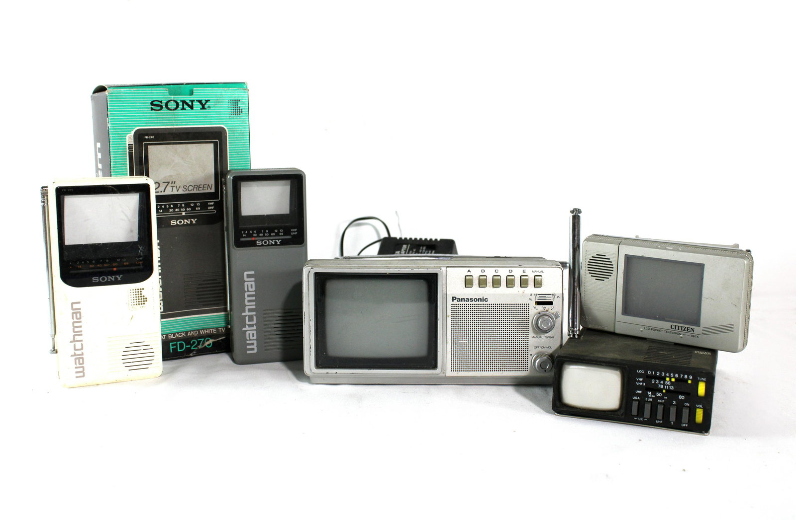 Vintage Pocket Televisions: Vintage Pocket Televisions. Untested. Dimensions of Panasonic: 4 x 8 x 6. *Shipping now available via Live Shipping through Live Auctioneers. Please see terms for more details.