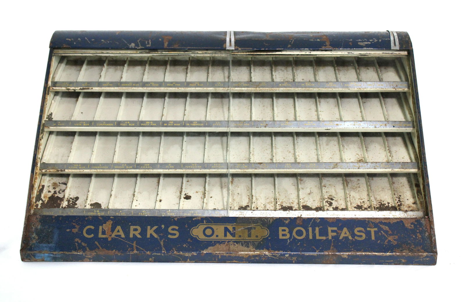 Clark's Spool Tin Cabinet: Clark's Spool Tin Cabinet. Dimensions: 10 x 23 x 15. *Please see terms for shipping details.
