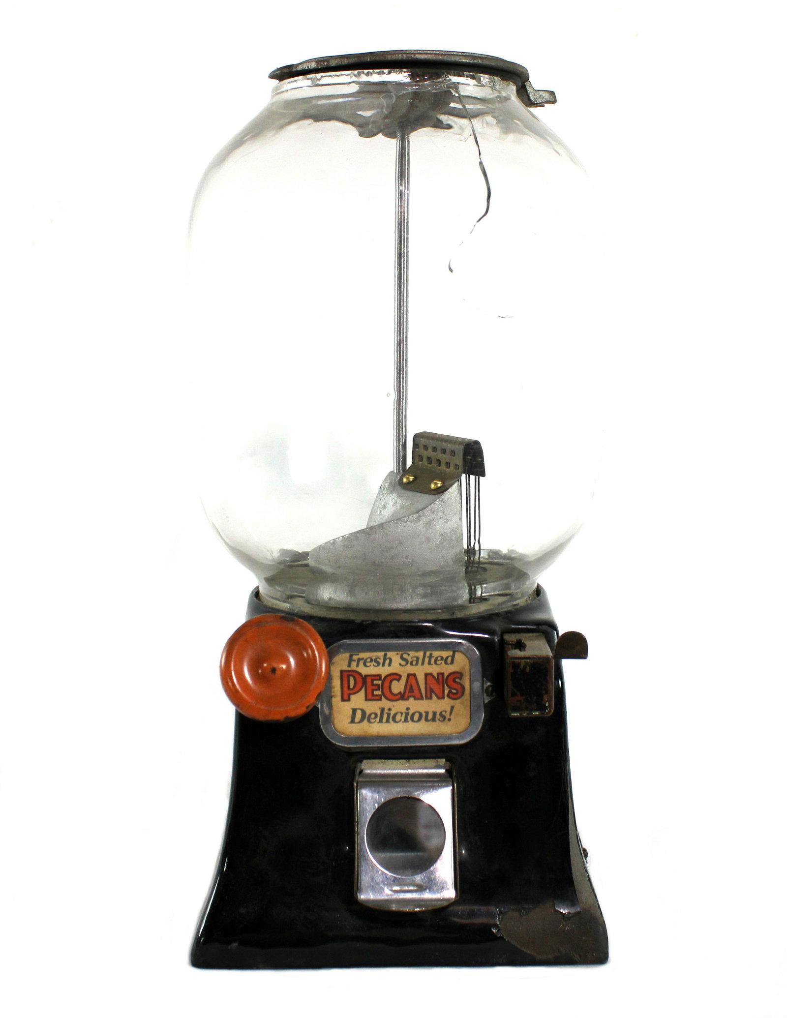 Porcelain Northwestern Model 31 Peanut Vendor: Porcelain Northwestern Model 31 Peanut Vendor. No top, crack in globe. Dimensions: 15 x 8 x 8. *Please see terms for shipping details.