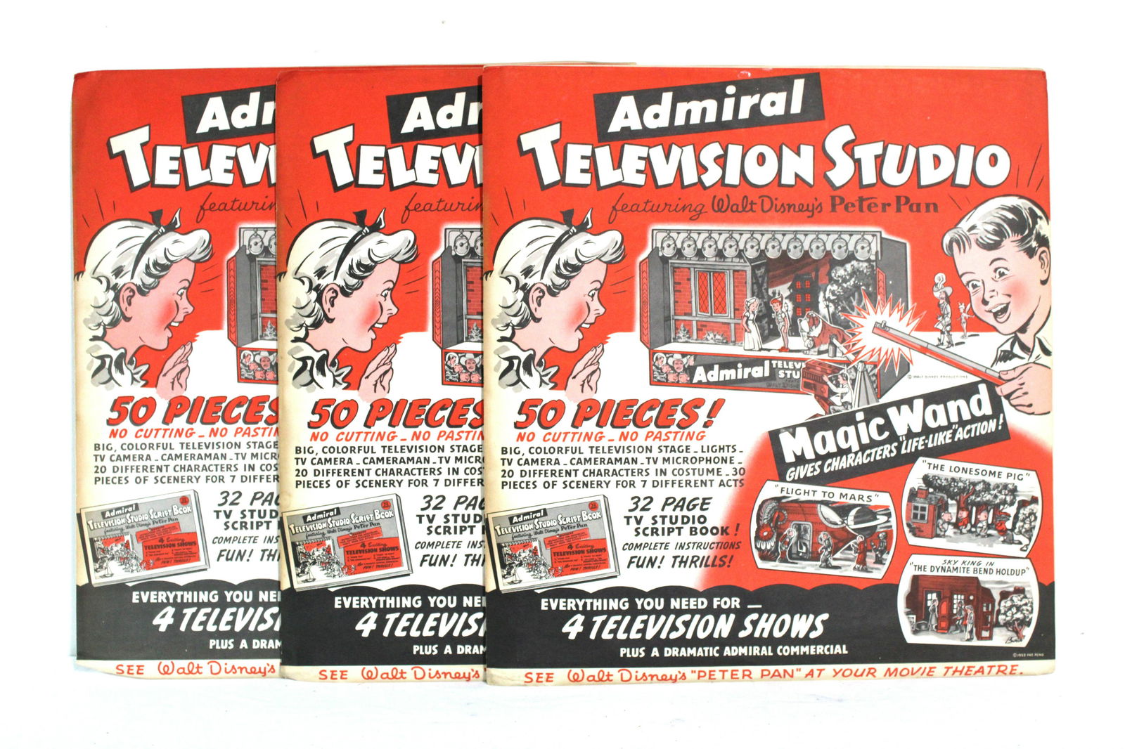 Admiral Television NOS Walt Disney Peter Pan Diaroma: Three Admiral Television NOS Walt Disney Peter Pan Diaroma. All are sealed, pictures of opened one to see contents. Dimensions of One Folder: 16 x 17. *Please see terms for shipping details.