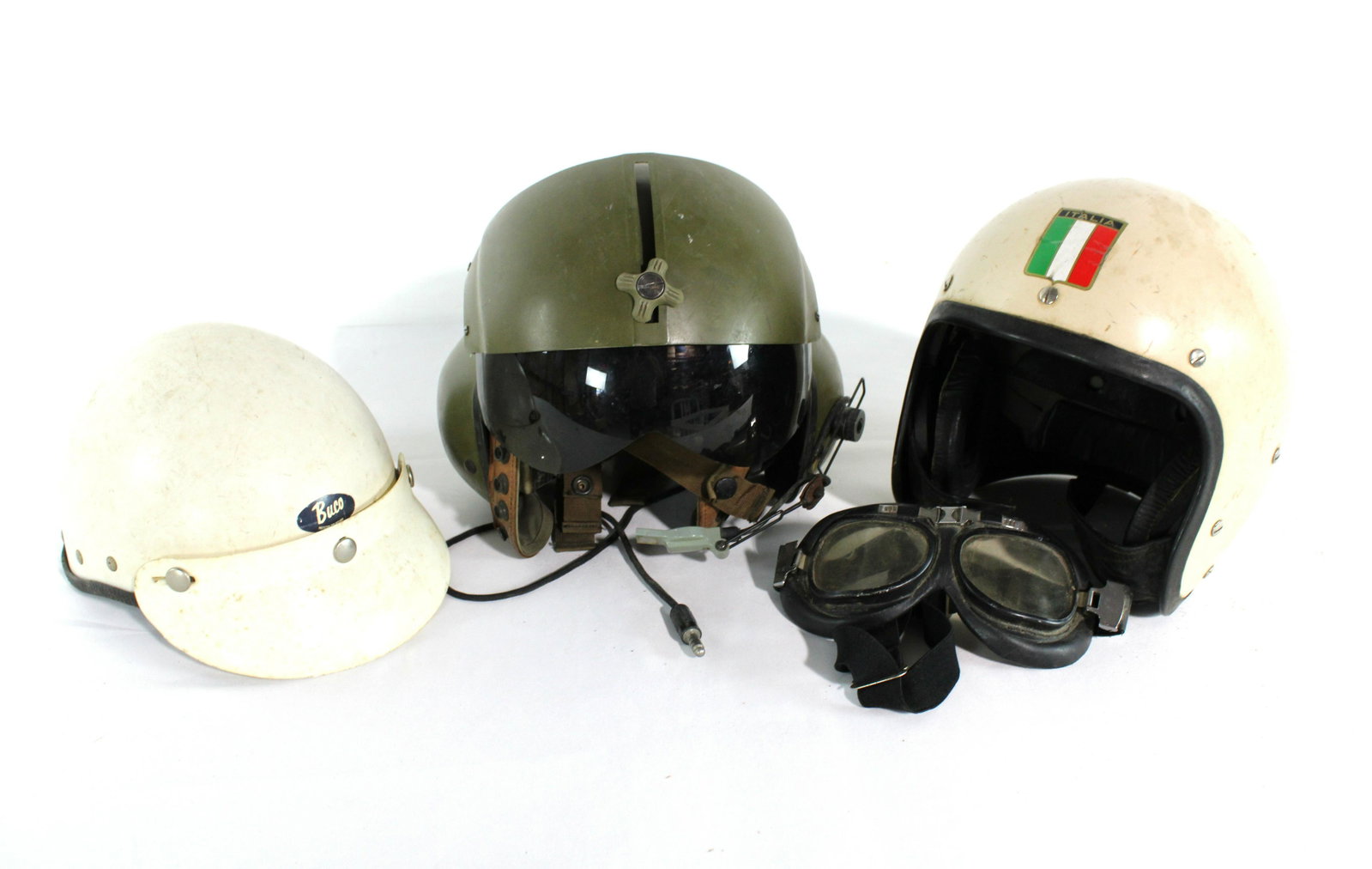 Vintage Helmets incl. Military Helmet: Vintage Helmets incl. Military Helmet. Dimensions of military: 9 x 11 x 11. *Please see terms for shipping details.