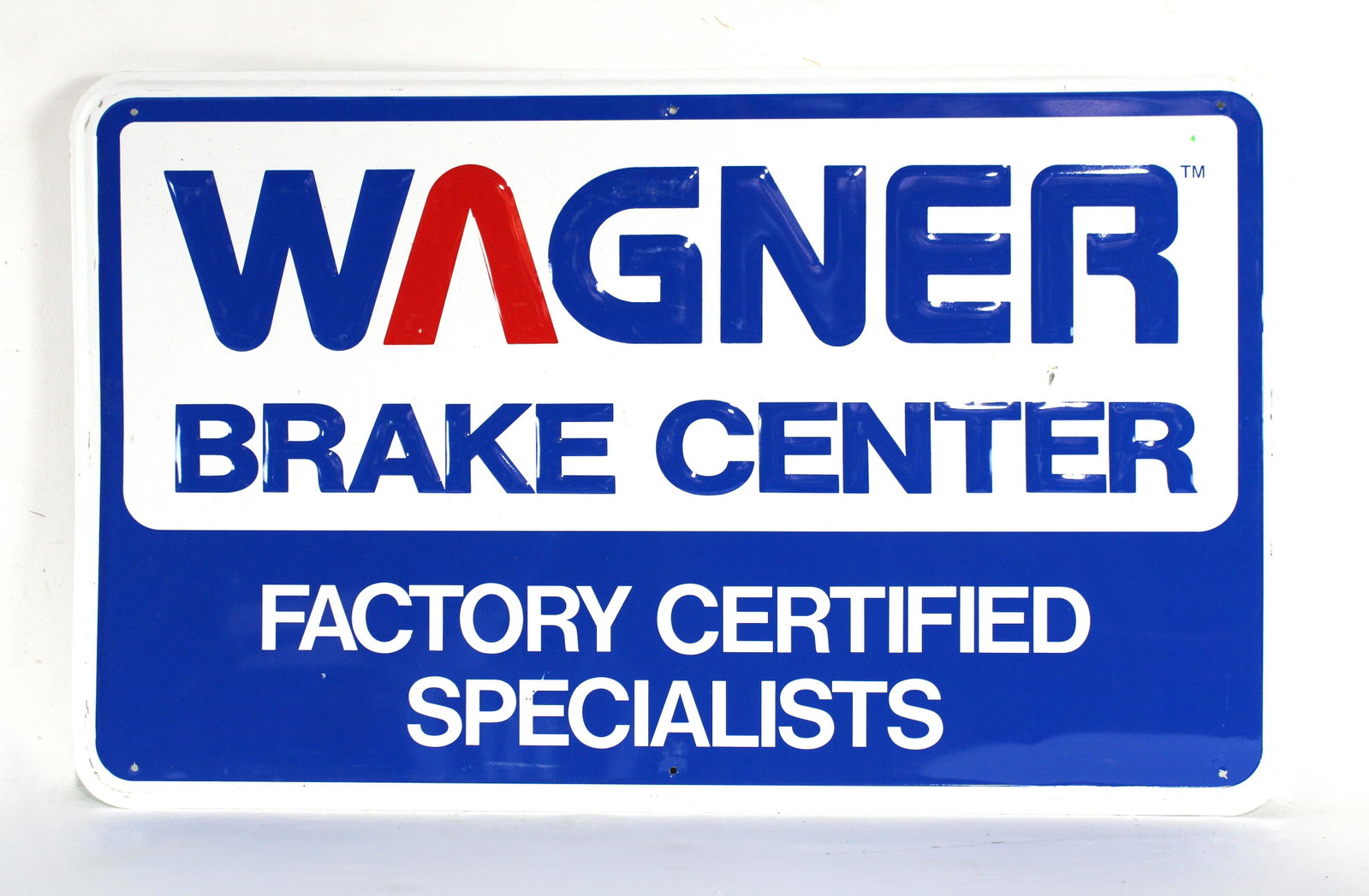 Embosed Wagner Brake Center Automotive Sign: Embosed Wagner Brake Center Automotive Sign. Dimensions:22 x 36. *Please see terms for shipping details.