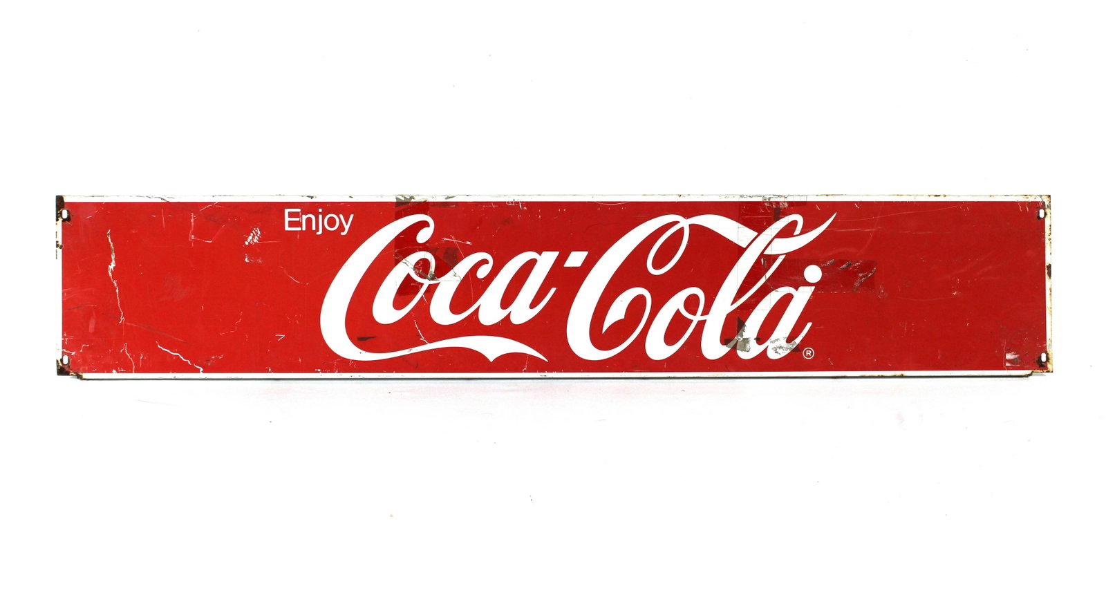 4.5FT Metal Coca Cola Cooler Sign: 4.5FT Metal Coca Cola Cooler Sign. Dimensions: 10 x 55 x 1. *Please see terms for shipping details.