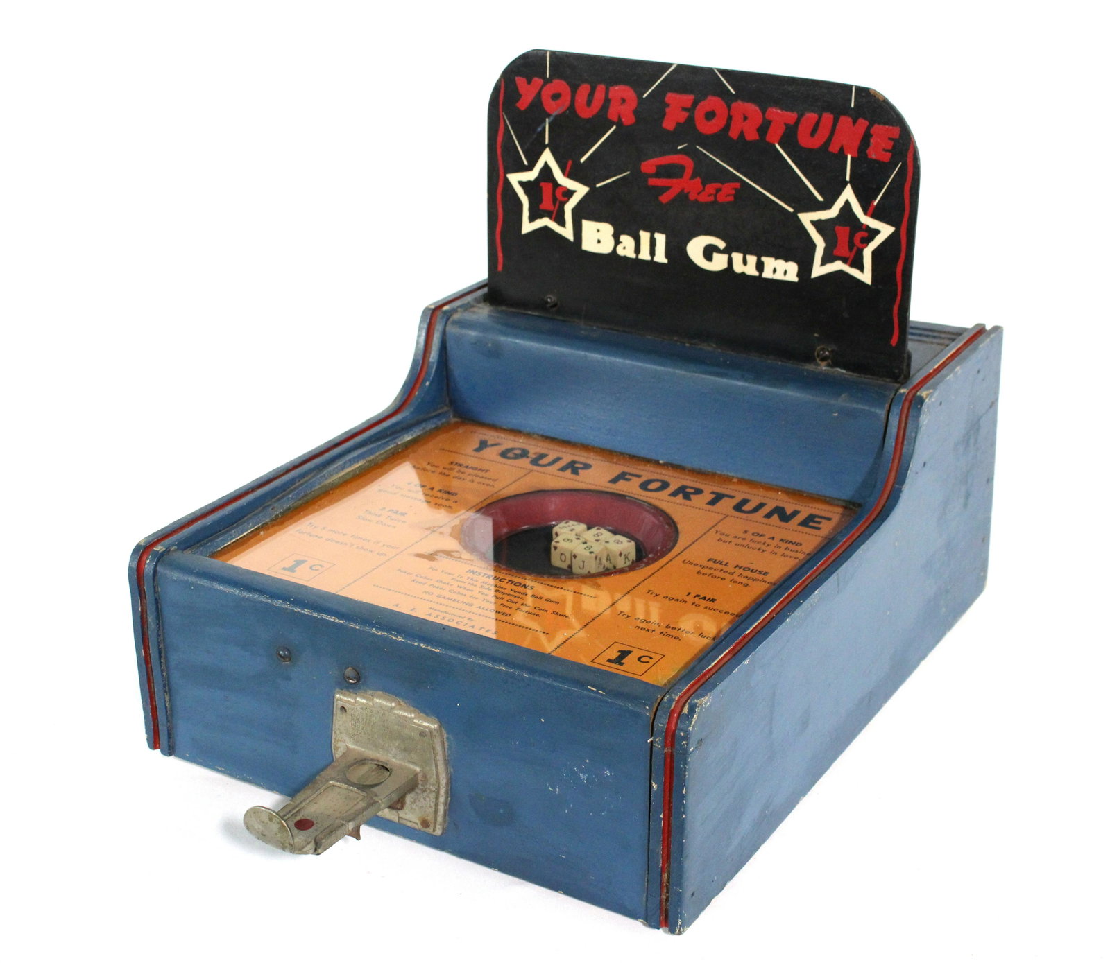 Your Fortune Gambling Coin Op Dice Game: Your Fortune Gambling Coin Op Dice Game. Dimensions: 14 x 14 x 22. *Please see terms for shipping details.