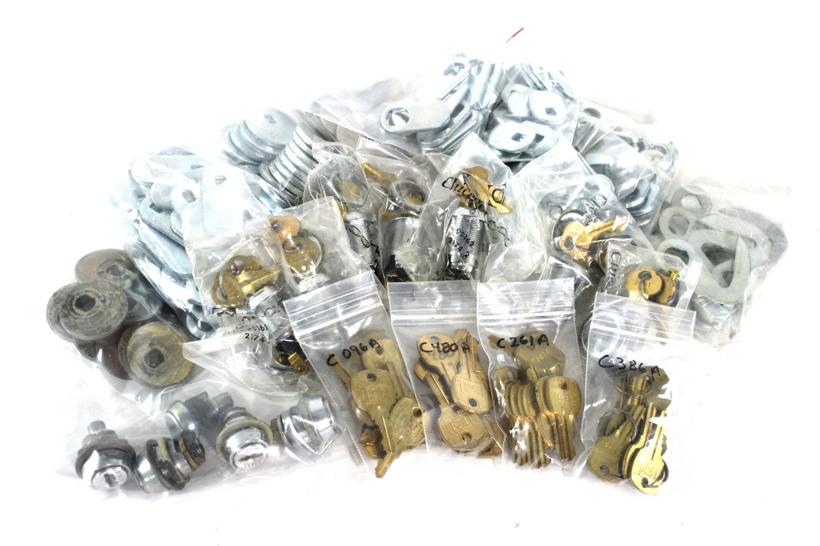 Game Machine Cams, Locks, and Keys: Game Machine Cams, Locks, and Keys. Incl. 10 different cam styles, 5 original "KT" series locks for VMC 81, etc., 7 original chicago lock co switch locks and an assortment of original cavalier keys (8