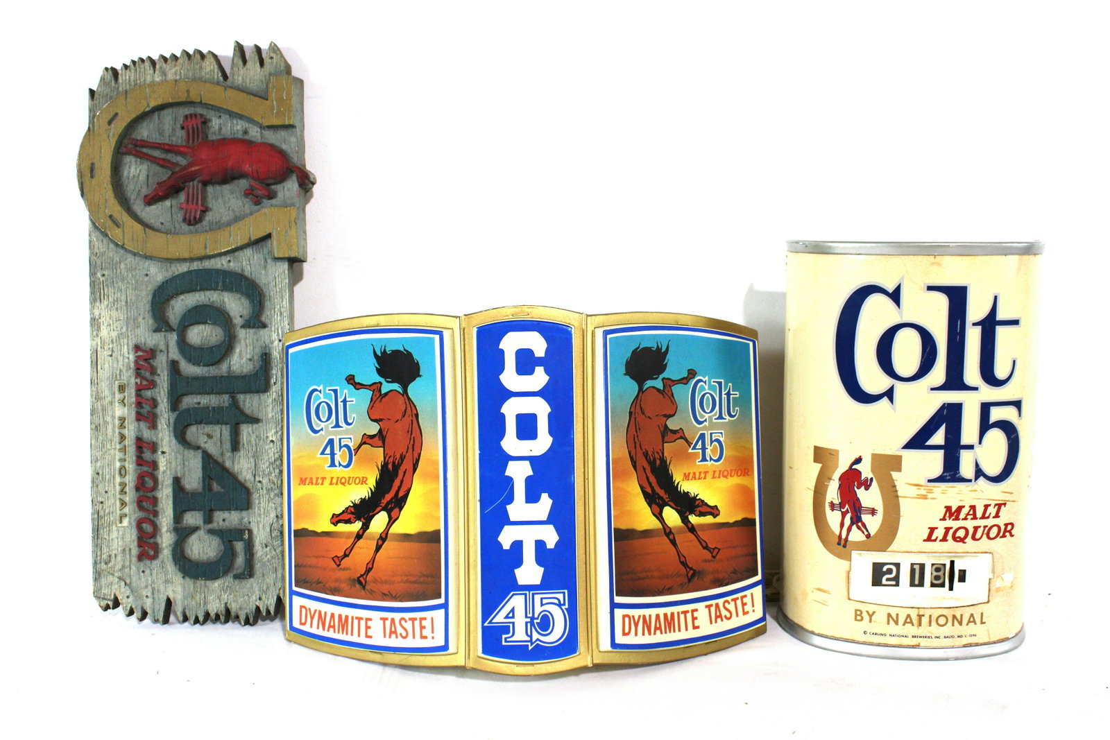 Colt 45 by National, Baltimore MD Beer Signs: Colt 45 by National, Baltimore MD Beer Signs. Dimensions of one: 13 x 8 x 4. *Please see terms for shipping details.