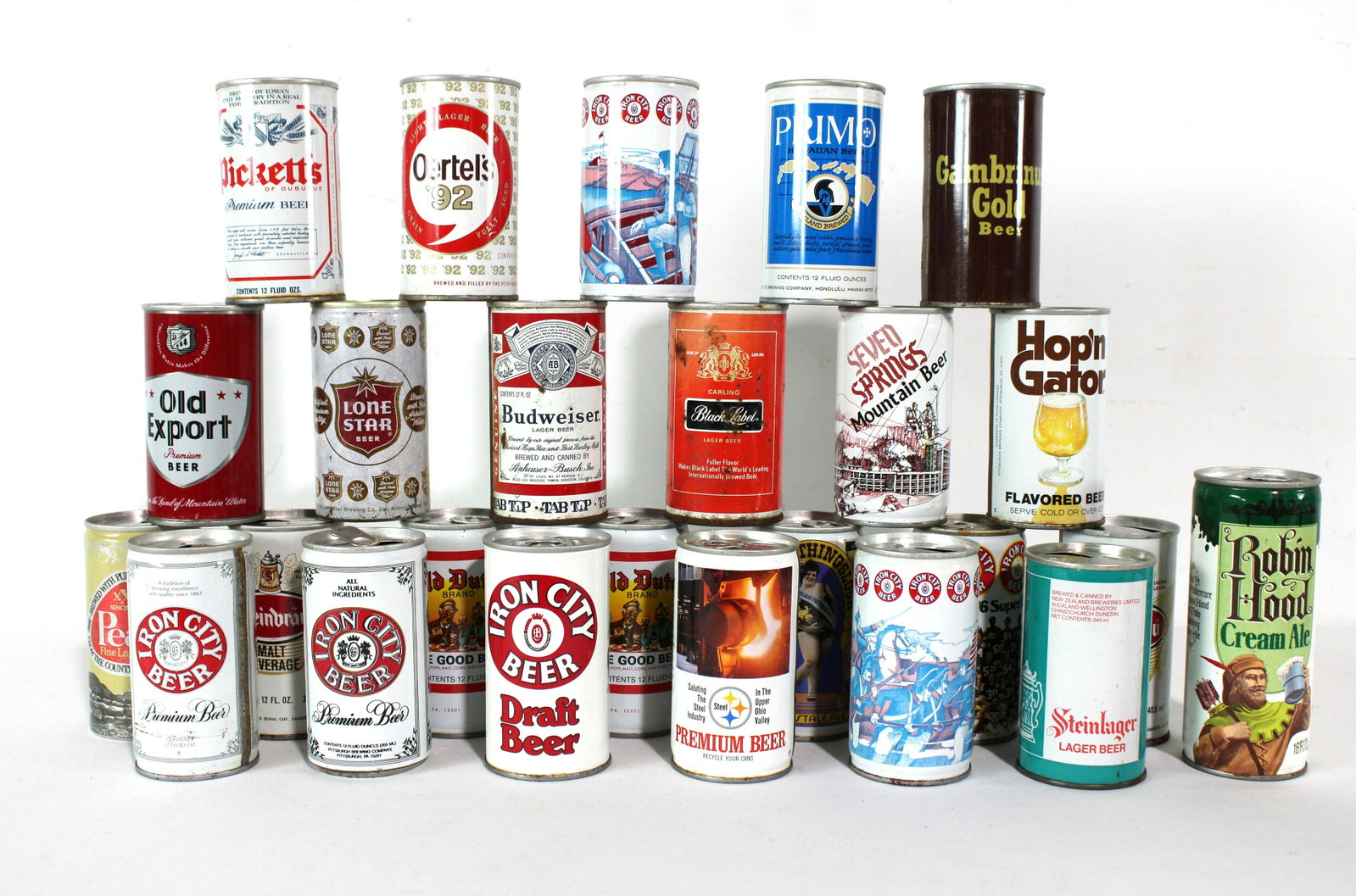 Assorted Pull Tab Flat Top Beer Cans incl. Iron City: Assorted Pull Tab Flat Top Beer Cans incl. Iron City. *Please see terms for shipping details.