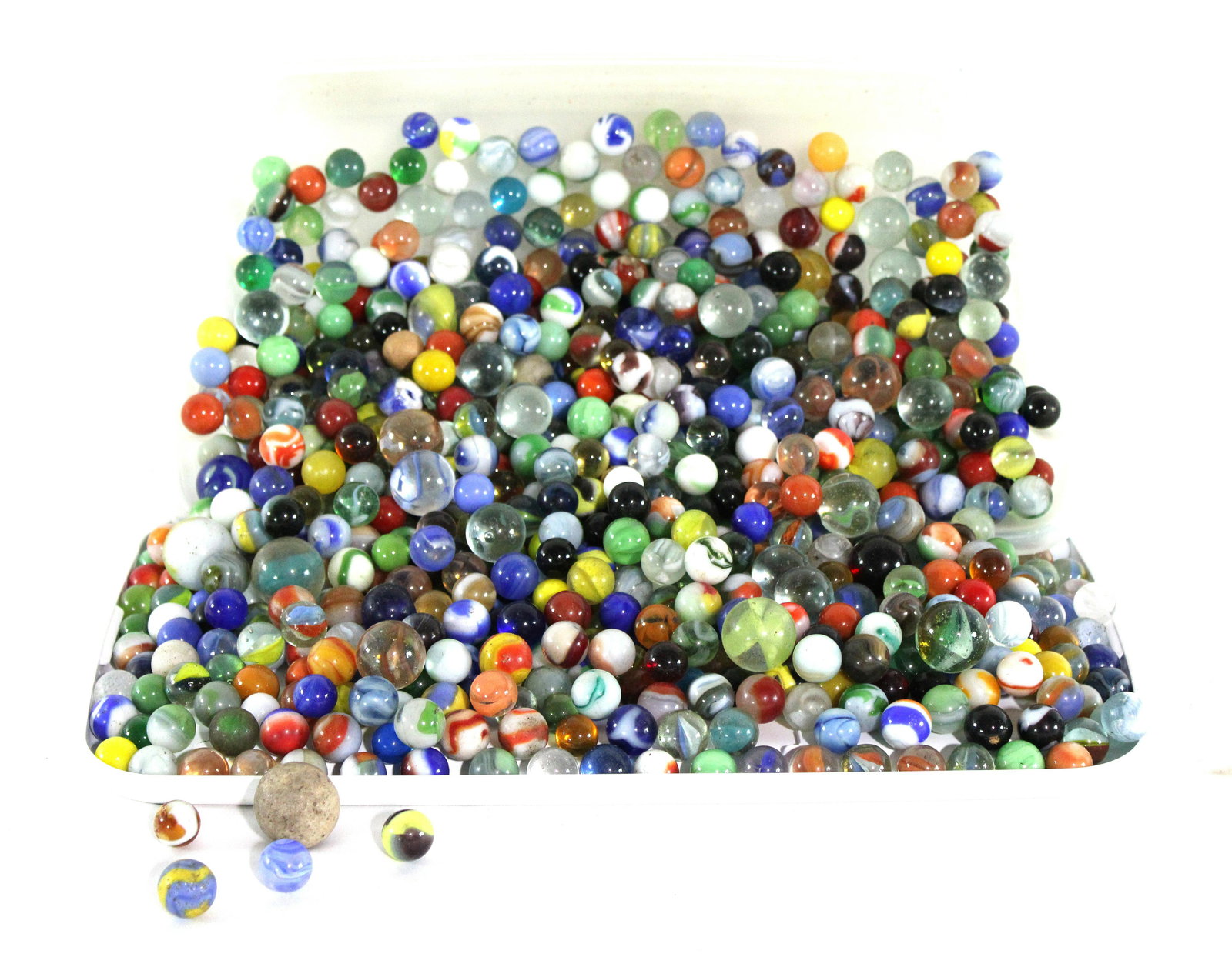 Unsorted Marbles, Box Lot 1: Unsorted Marbles, Box Lot 1. Dimensions of box: 5 x 13 x 7. *Please see terms for shipping details.