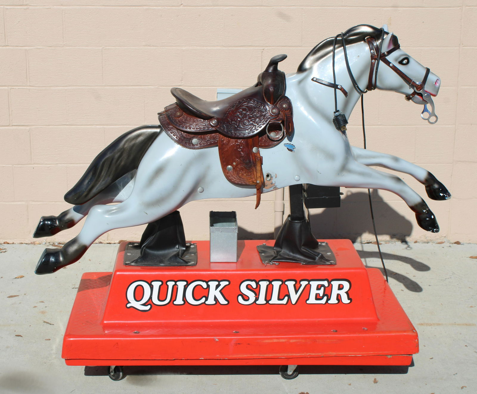 Quick Silver Horse Coin Op Kiddie Ride with Leather Saddle (1 of 2)