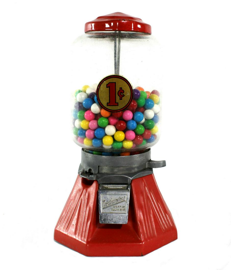 Porcelain Red Northwestern Coin Op Gumball Vendor (1 of 3)